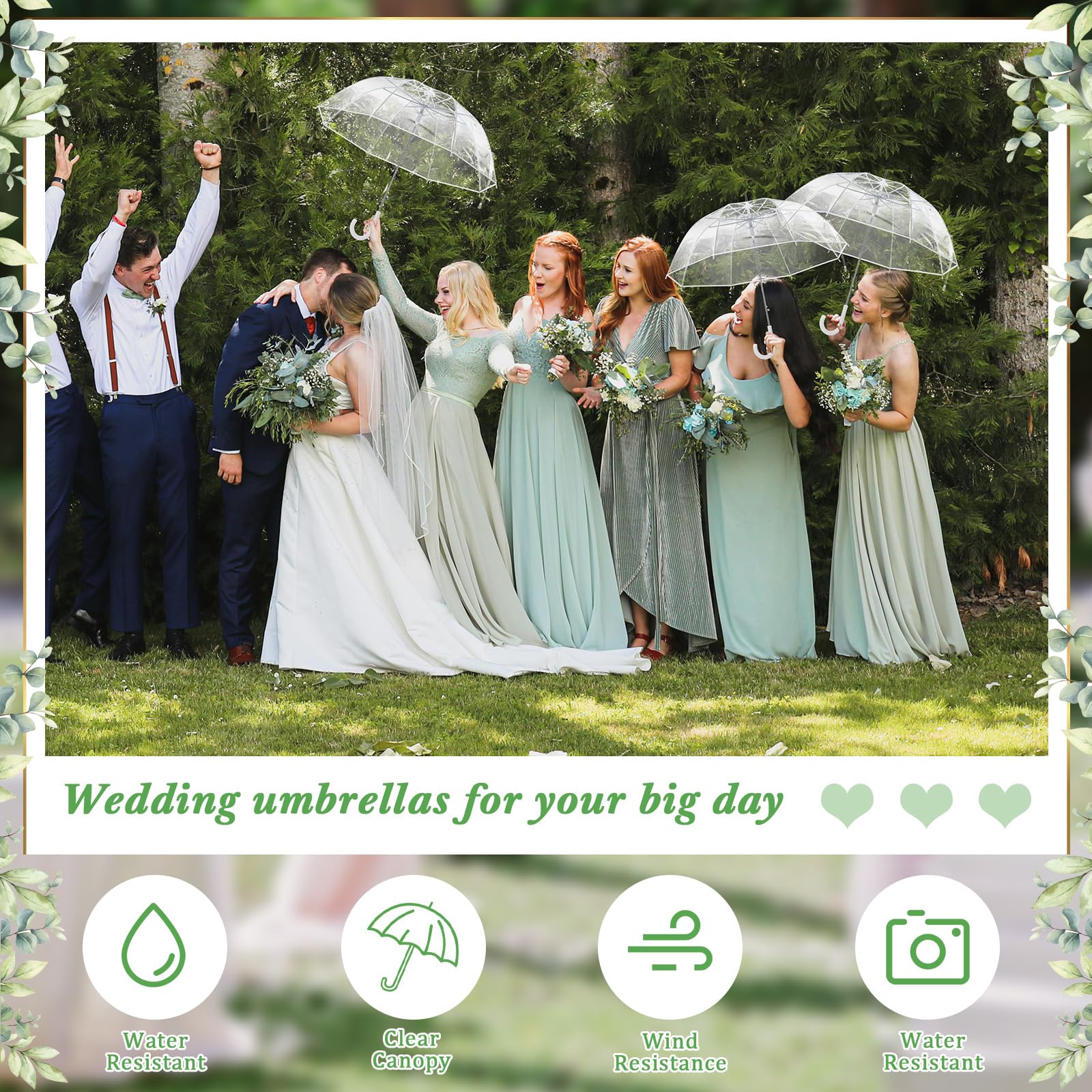 12 Pack Clear Bubble Umbrella 52 Inch Large Dome - Windproof & Waterproof Wedding Umbrellas for Bride, Groom, Prom, Graduation - Perfect for Outdoor Events, Photography & Rainy Day Protection