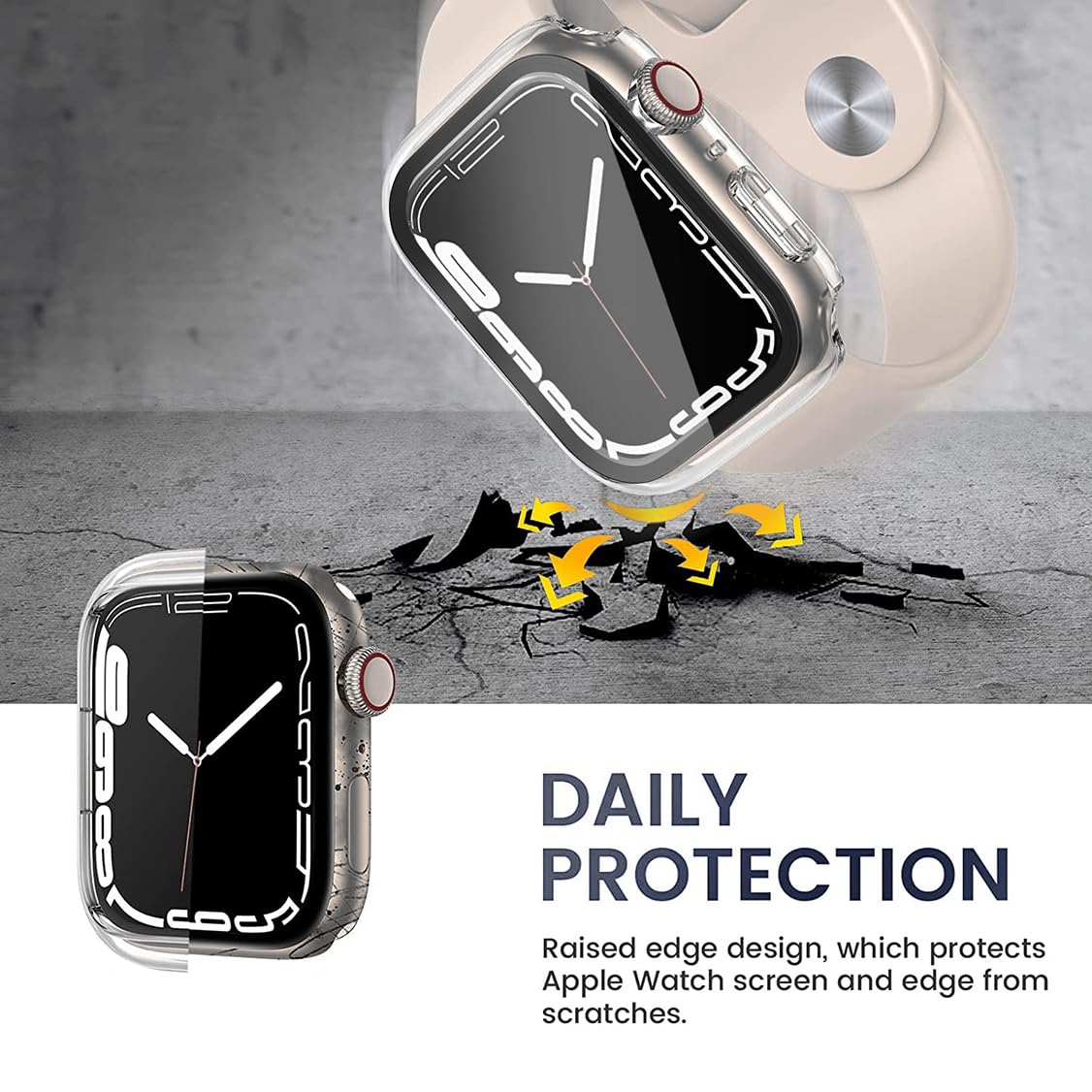 HANKN 2 Pack 45mm Tempered Glass Screen Protector for Apple Watch Series 9/8/7 - Shockproof Full Coverage Case with High Sensitivity Touch, Direct Charging Compatible - Perfect for Workouts, Outdoor Activities & Daily Protection (Clear, 45mm)