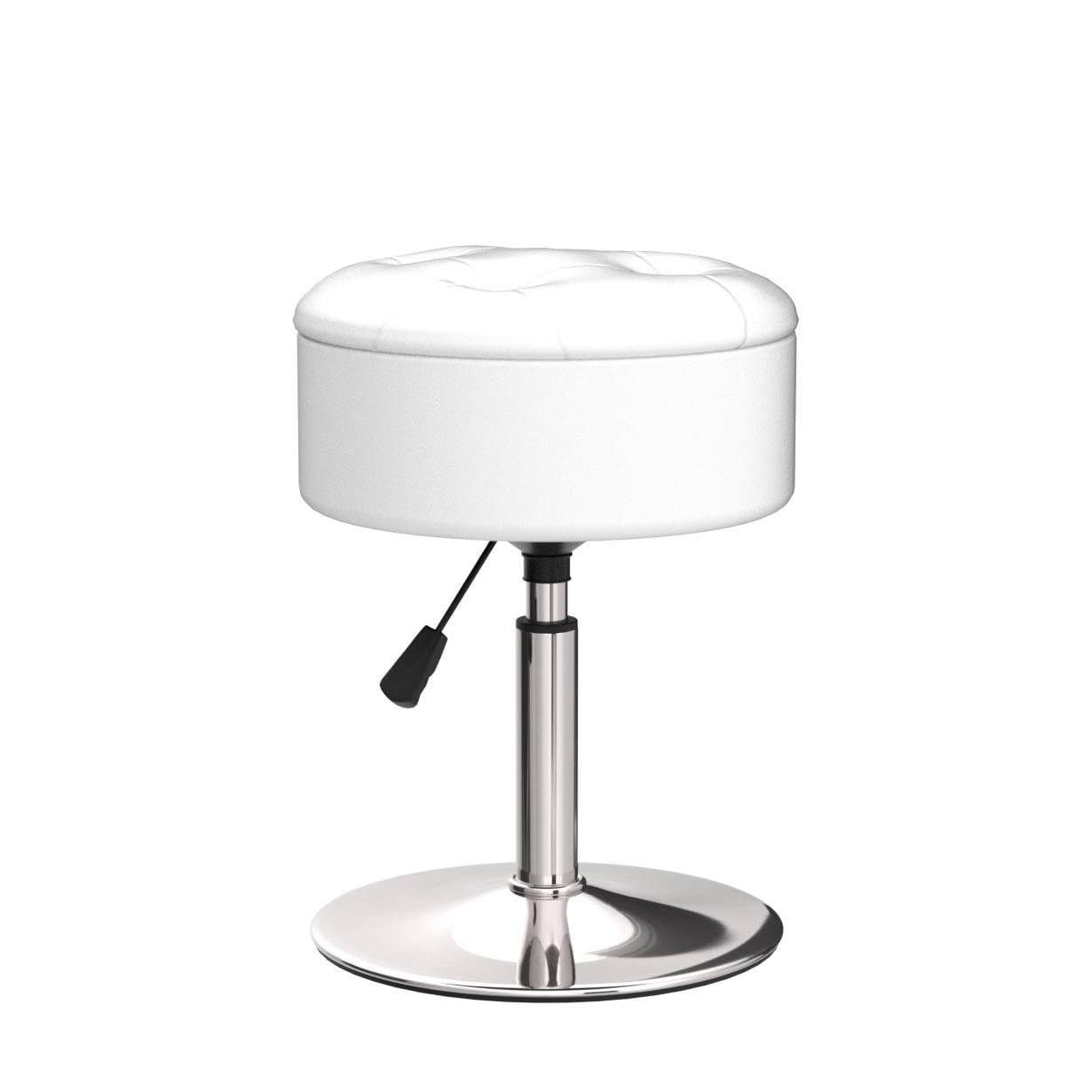 LUE BONA 360° Swivel Vanity Stool Chair with Storage - Adjustable Height Makeup Stool, Small White Faux Leather Stool for Bathroom, Living Room & Dressing Room - Perfect for Makeup, Reading & Relaxing