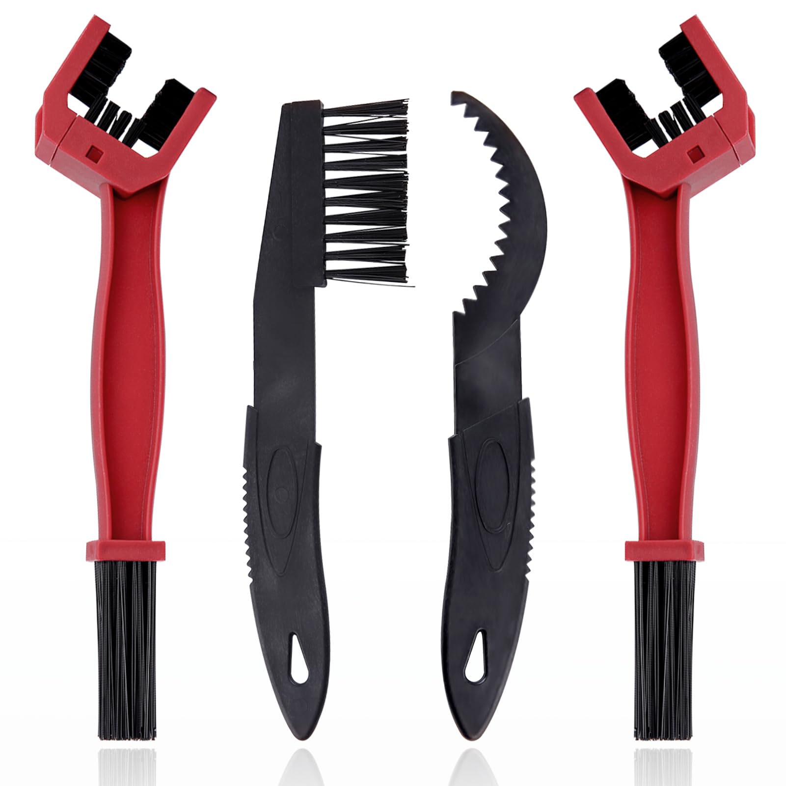 4-Piece Motorcycle & Bicycle Chain Cleaning Kit - Bike Chain Cleaner Brush, Crankset Brush & Grunge Brush for MTB, Road & Mountain Bikes - Perfect for DIY Bike Maintenance & Motorcycle Chain Care
