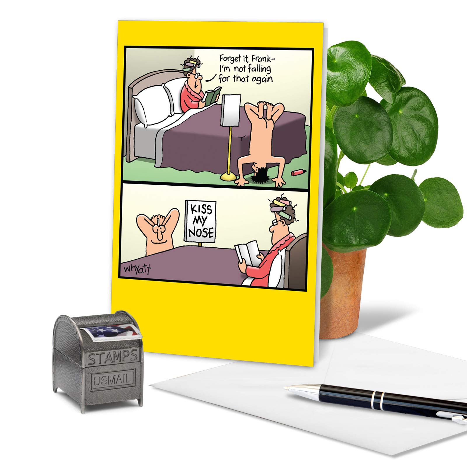 Funny Birthday Card with Envelope - 'Kiss My Nose' Humorous Bday Greeting by Tim Whyatt (5x7 Inch) - Perfect for Friends, Family & Coworkers