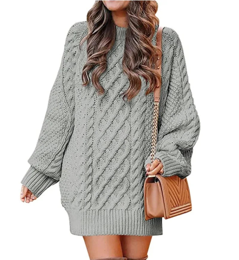 13 Colors Women's Chunky Cable Knit Oversized Pullover Sweater - Long Sleeve Crewneck Winter Warm Tops for Casual Outfits, Holiday Gatherings & Cozy Home Wear