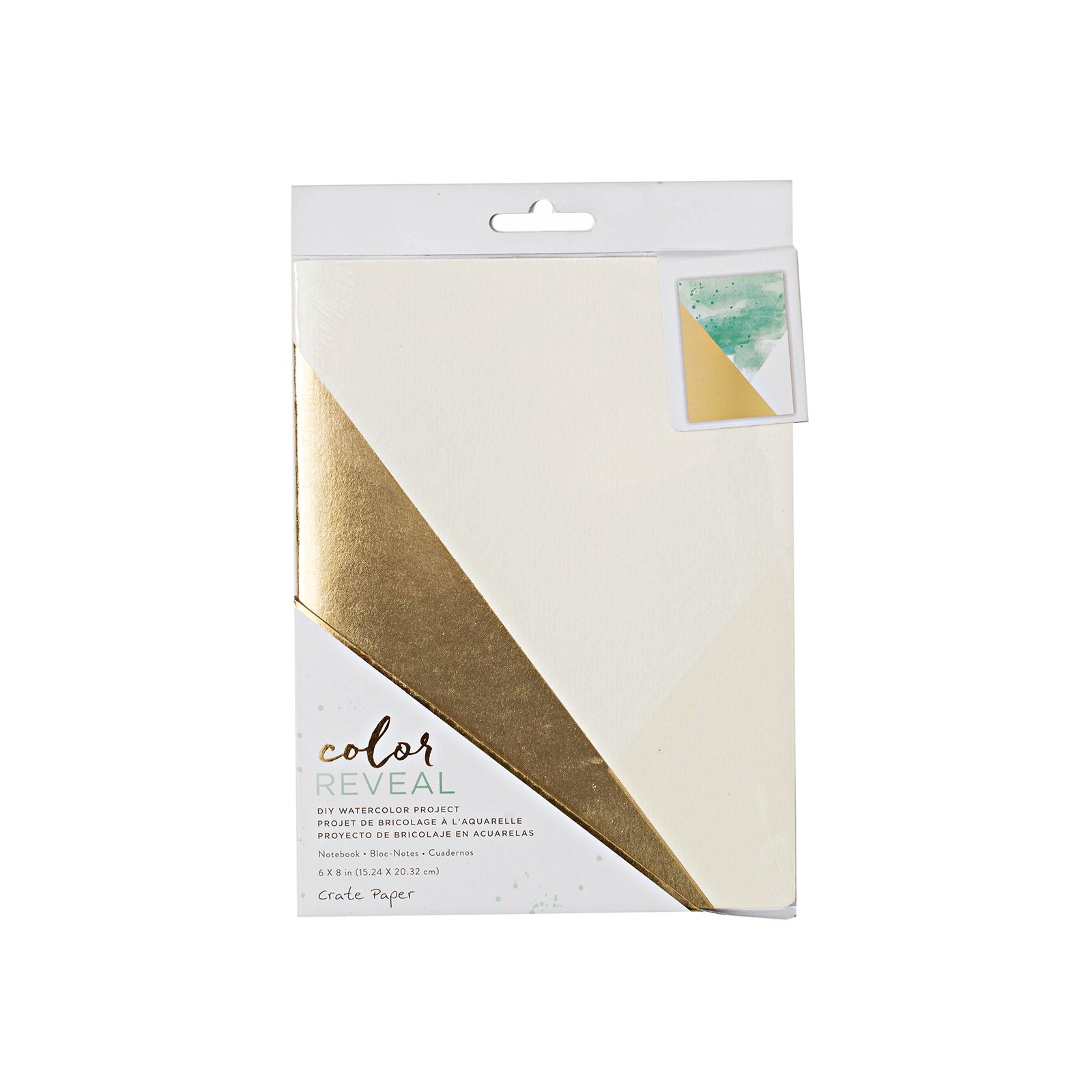 American Crafts Crate Paper Watercolor Notebook - 6 x 8 Inch Color Reveal Diagonals for Journaling, Scrapbooking & Mixed Media Art Projects