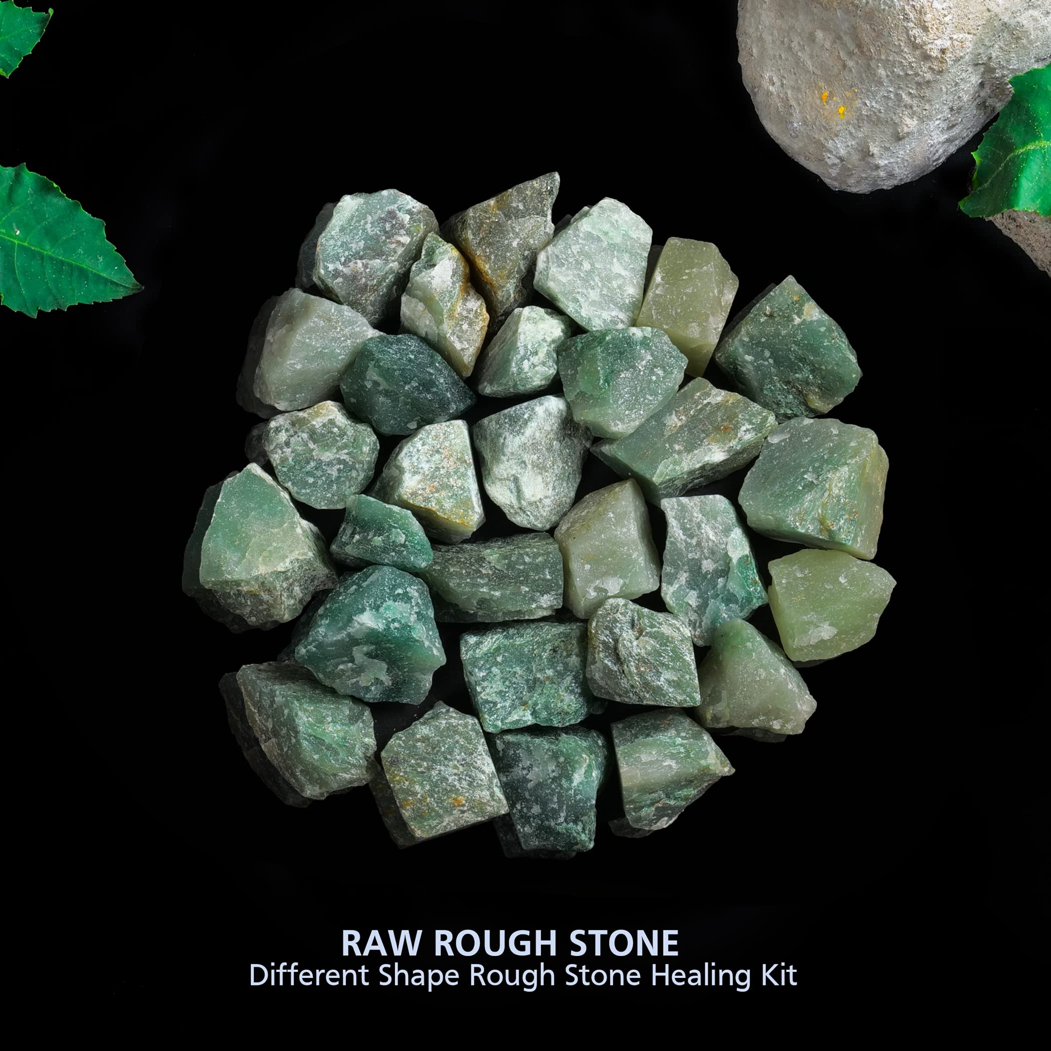 FASHIONZAADI Raw Jade Stone & Assorted Crystals - Real Rough Gemstones for Rock Tumbling, Reiki Healing, House Decor, Meditation & Jewelry Making
