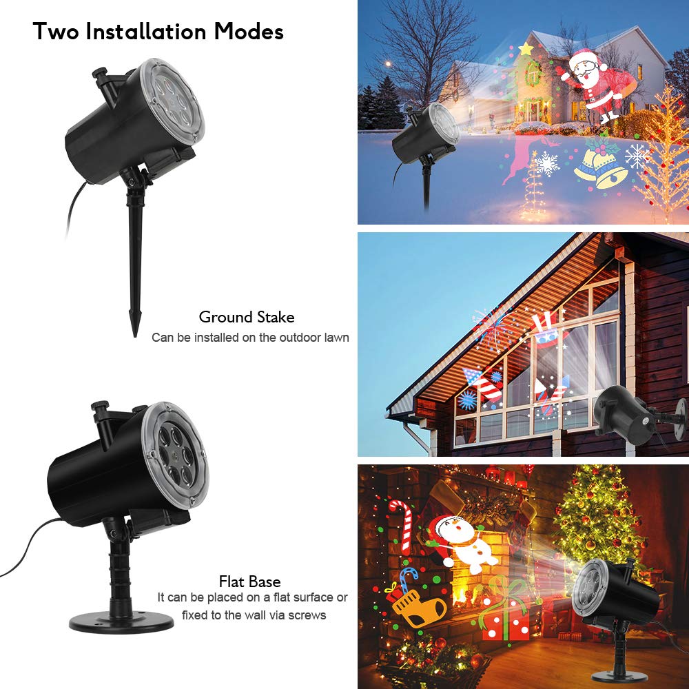 Christmas LED Projector Lights - Outdoor Holiday & Halloween Projector with 16 Slides, Waterproof IP65 Landscape Lighting for Yard, Garden, and Party Decorations