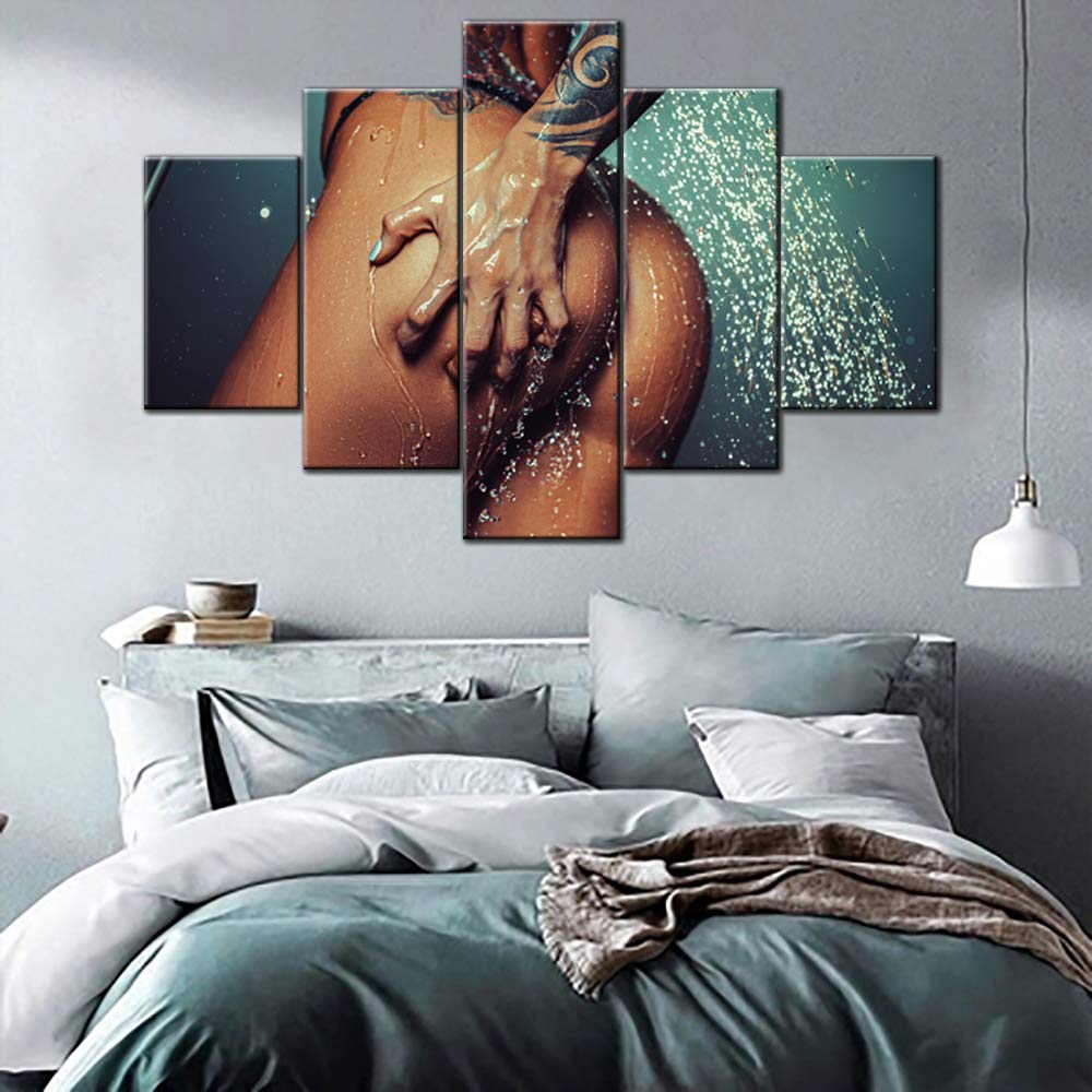 Modern Nude Woman Canvas Wall Art - 60''W x 40''H Sexy Female Figure Painting for Bedroom, Bathroom, Clubhouse & Office Decor - Elegant Naked Girl Artwork for Home Walls & Commercial Spaces