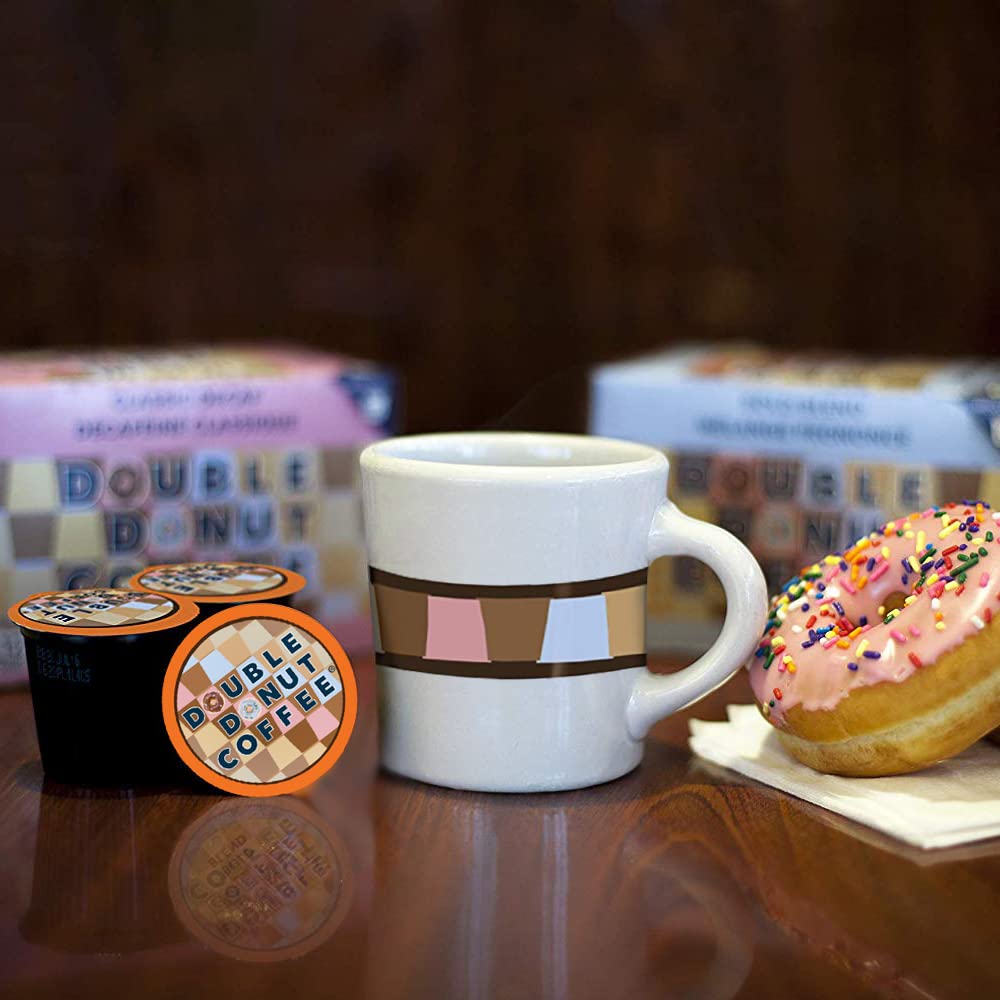 Double Donut & Blueberry Flavored Coffee Pods for Keurig K-Cup Brewers - Medium Roast Single Serve Hot or Iced Coffee - 24 Count Recyclable K-Cups - Perfect for Office, Home & Morning Brews
