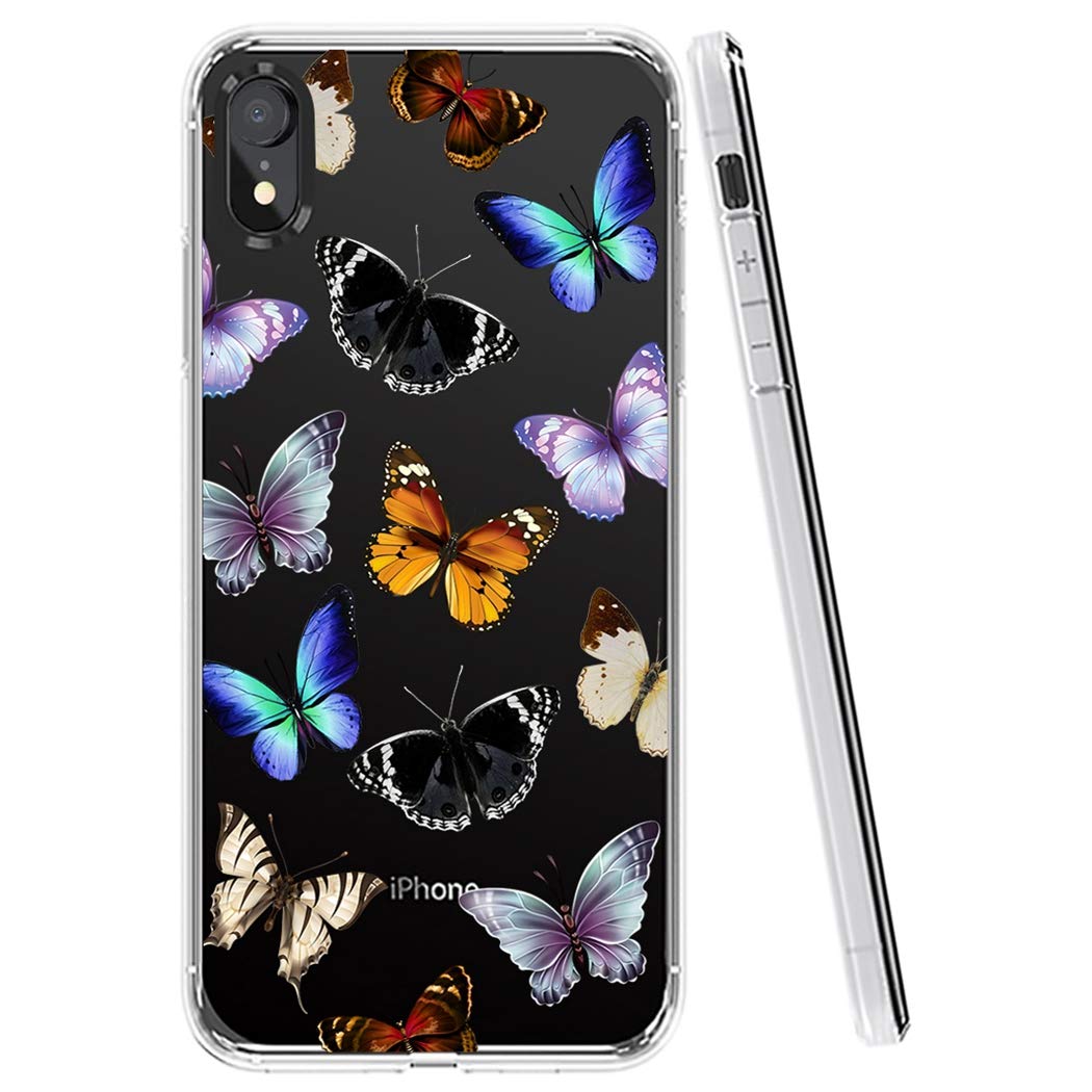 **iPhone XR Case 6.1 Inch - Soft Clear TPU Shockproof Protective Phone Cover for Women & Girls, Colorful Butterfly Design - Perfect for Everyday Use, Travel & Gift Giving**