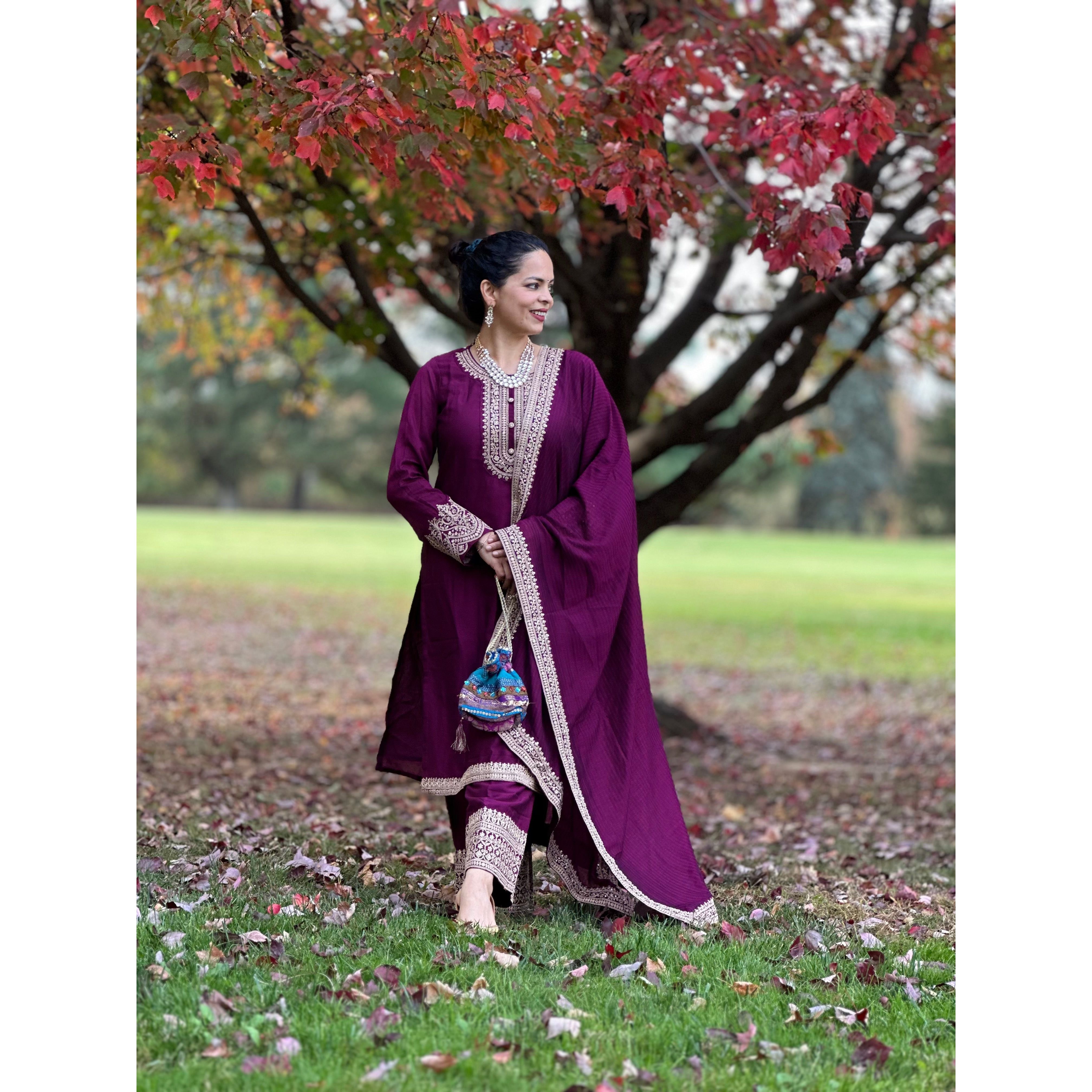 Maroon Silk Blend Suit Set for Men & Women | Elegant Festive Outfit for Diwali, Weddings & Special Occasions | Comfortable & Stylish Party Wear