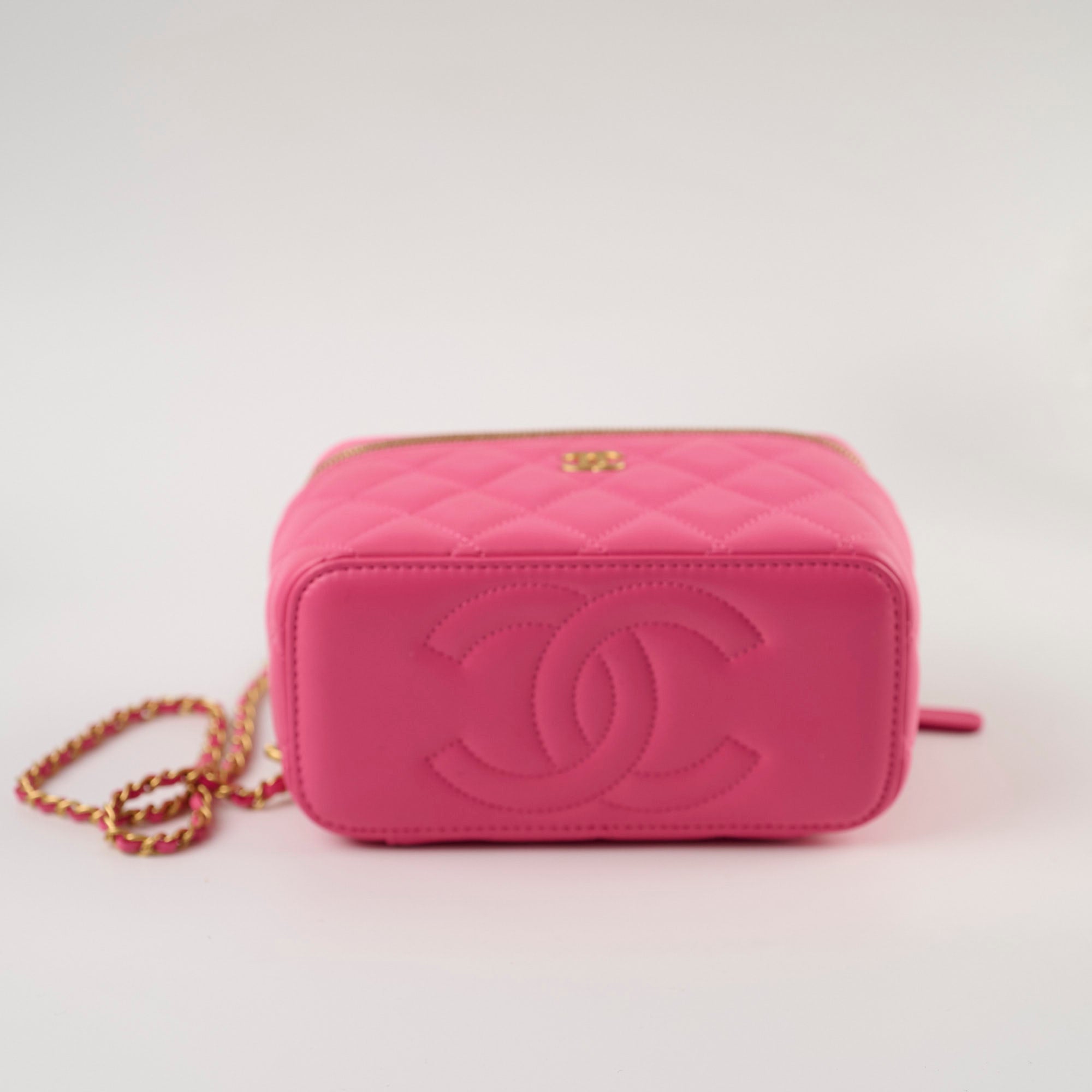 Chanel Pink Vanity Case with Coco Chain - Authentic Luxury Crossbody Bag with Microchip for Women | Perfect for Parties, Date Nights & Special Occasions