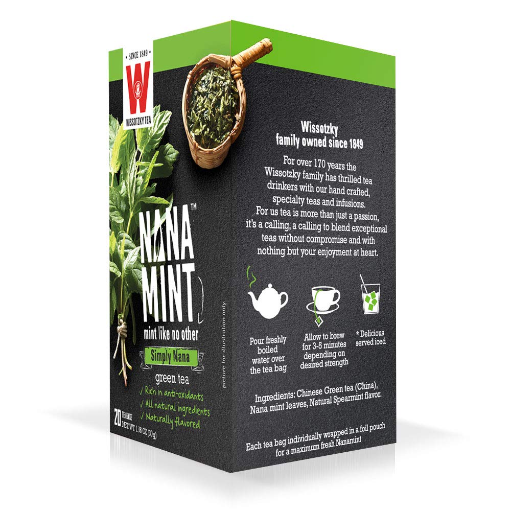 Wissotzky Tea Nana Mint Green Tea - 2 Pack | Refreshing Herbal Tea with Natural Peppermint Flavor | Perfect for Relaxation, After Meals & Iced Tea Recipes