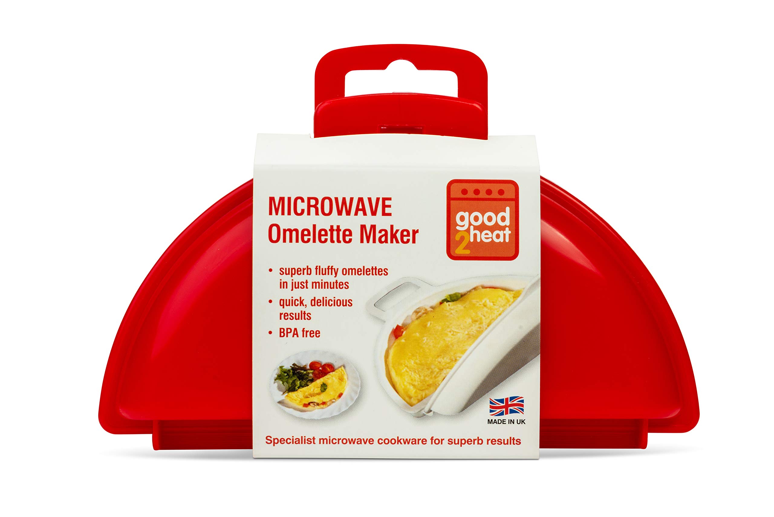 Good2Heat 4035 Microwave 2 Egg Omelette Maker - Red, 18 x 4 x 12 cm | Quick & Easy Breakfast Solution | Perfect for Home, Office & Dorm Cooking
