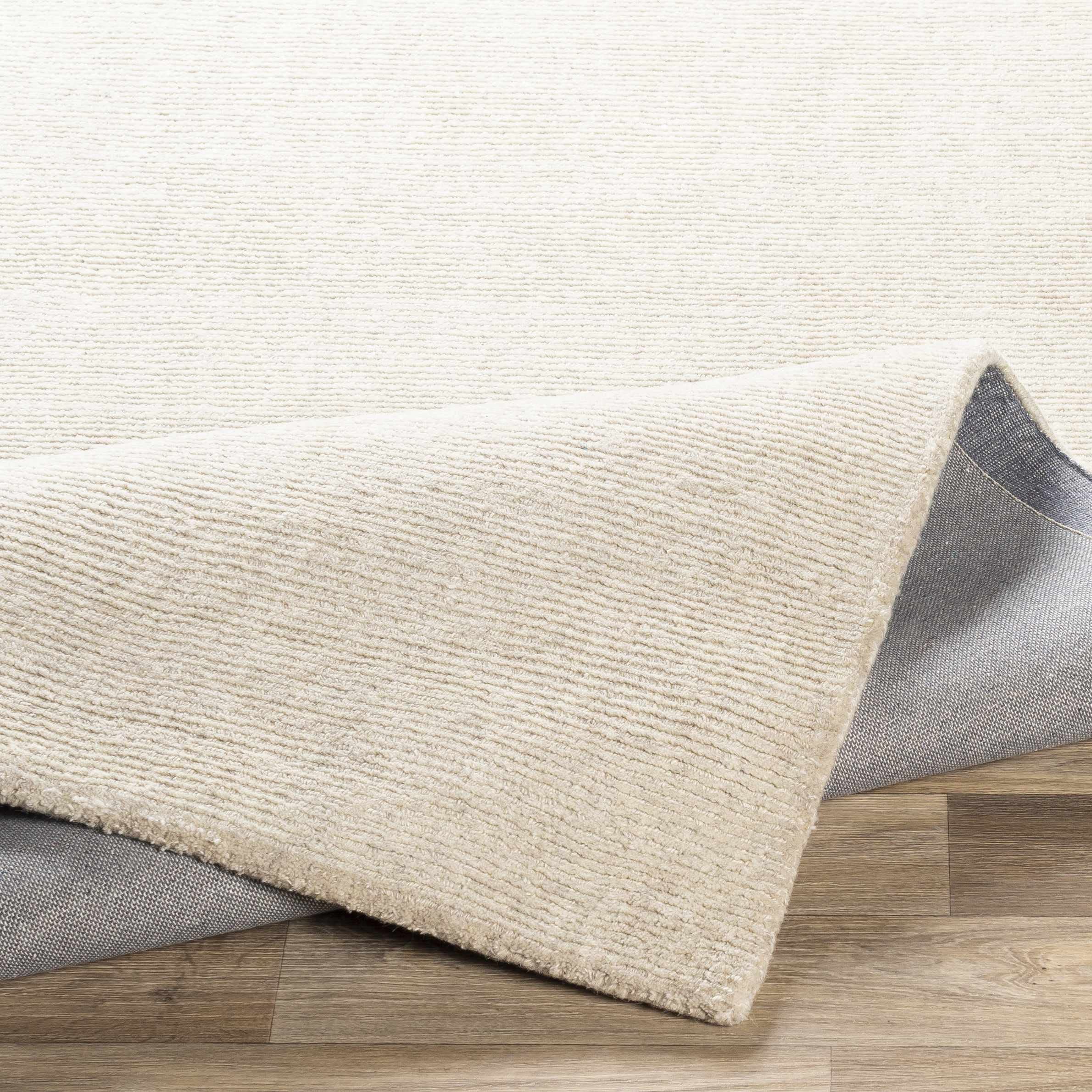 Hauteloom Mariba Wool Area Rug for Living Room & Bedroom - Solid Ivory with Border - 4' x 6' - Soft & Durable - Perfect for Cozy Home Decor