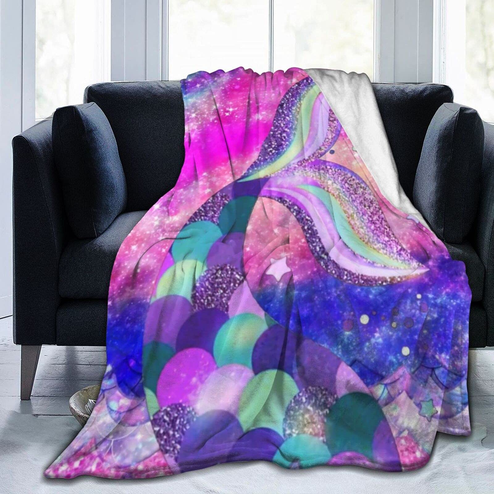 Luxury Mermaid Scale Tail Flannel Blanket - Super Soft & Warm 80