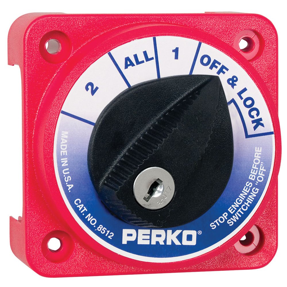PERKO Compact Battery Switch with Key LOK - Heavy Duty Marine Battery Disconnect for Boats, RVs, and Off-Grid Power Systems