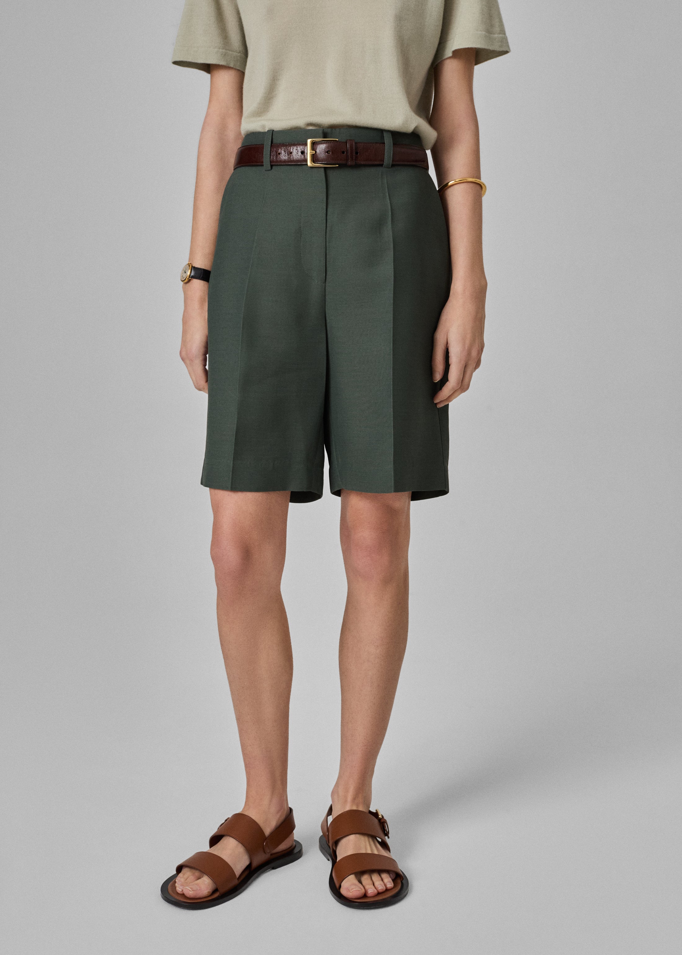 Premium Tailored Bermuda Shorts for Men - Pistachio Green | Comfortable & Stylish Casual Wear for Summer, Beach, and Outdoor Activities