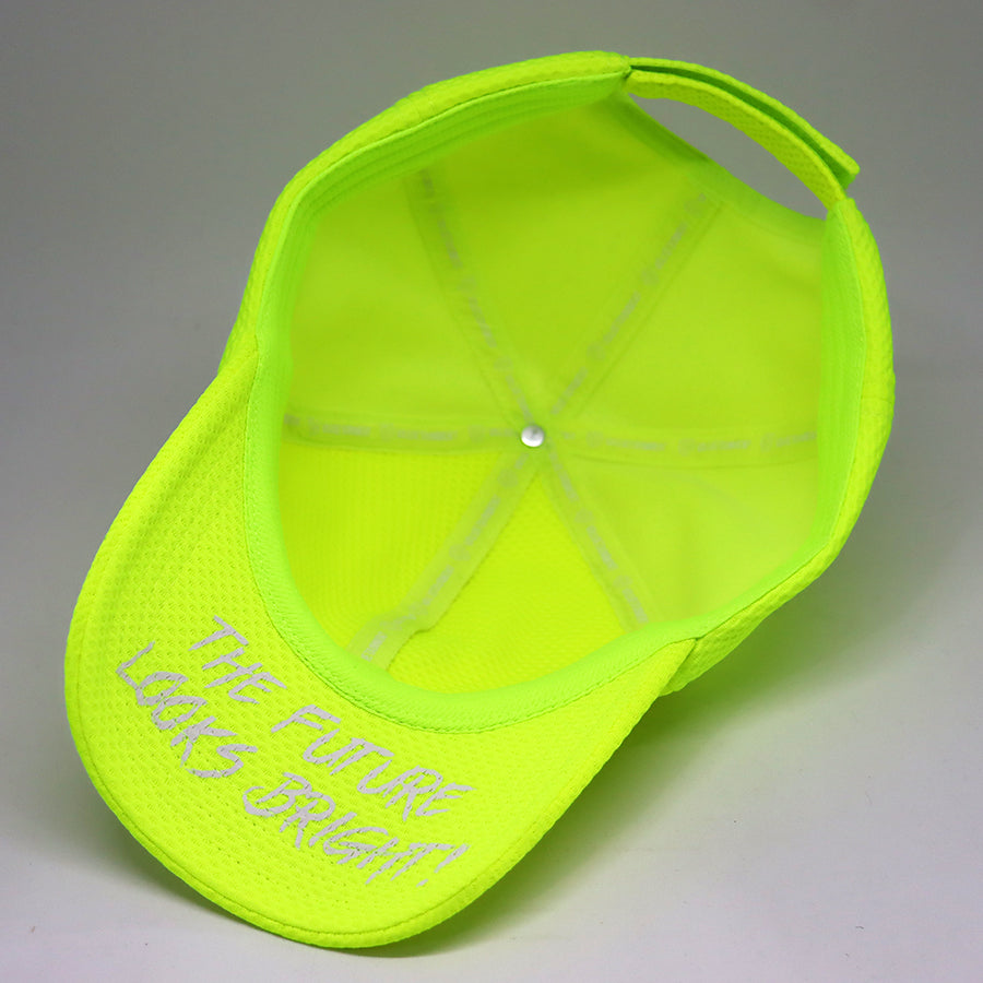 VT Shield Future Looks Bright Neon Yellow Performance Hat with Velcro Closure - Perfect for Running, Cycling, and Outdoor Sports