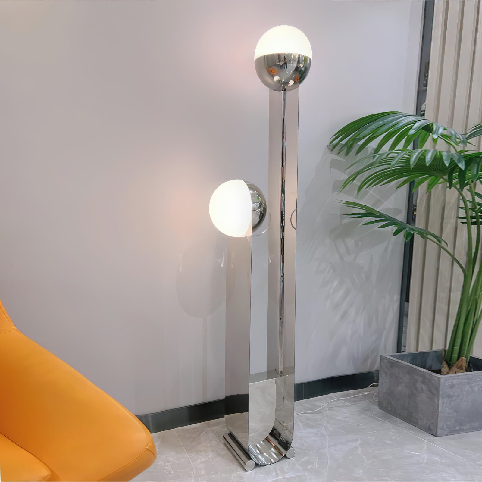 Modern Double Ball LED Floor Lamp - Adjustable Brightness for Living Room, Bedroom & Office - Stylish Standing Light with Remote Control & Dimmable Features