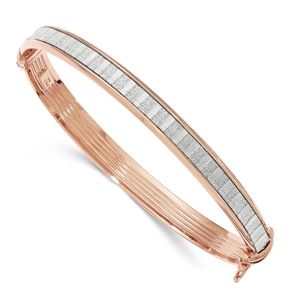 Sterling Silver Rose-Tone Glitter Hinged Bangle Bracelet for Women - Elegant Jewelry Gift for Valentine's Day, Anniversary & Special Occasions