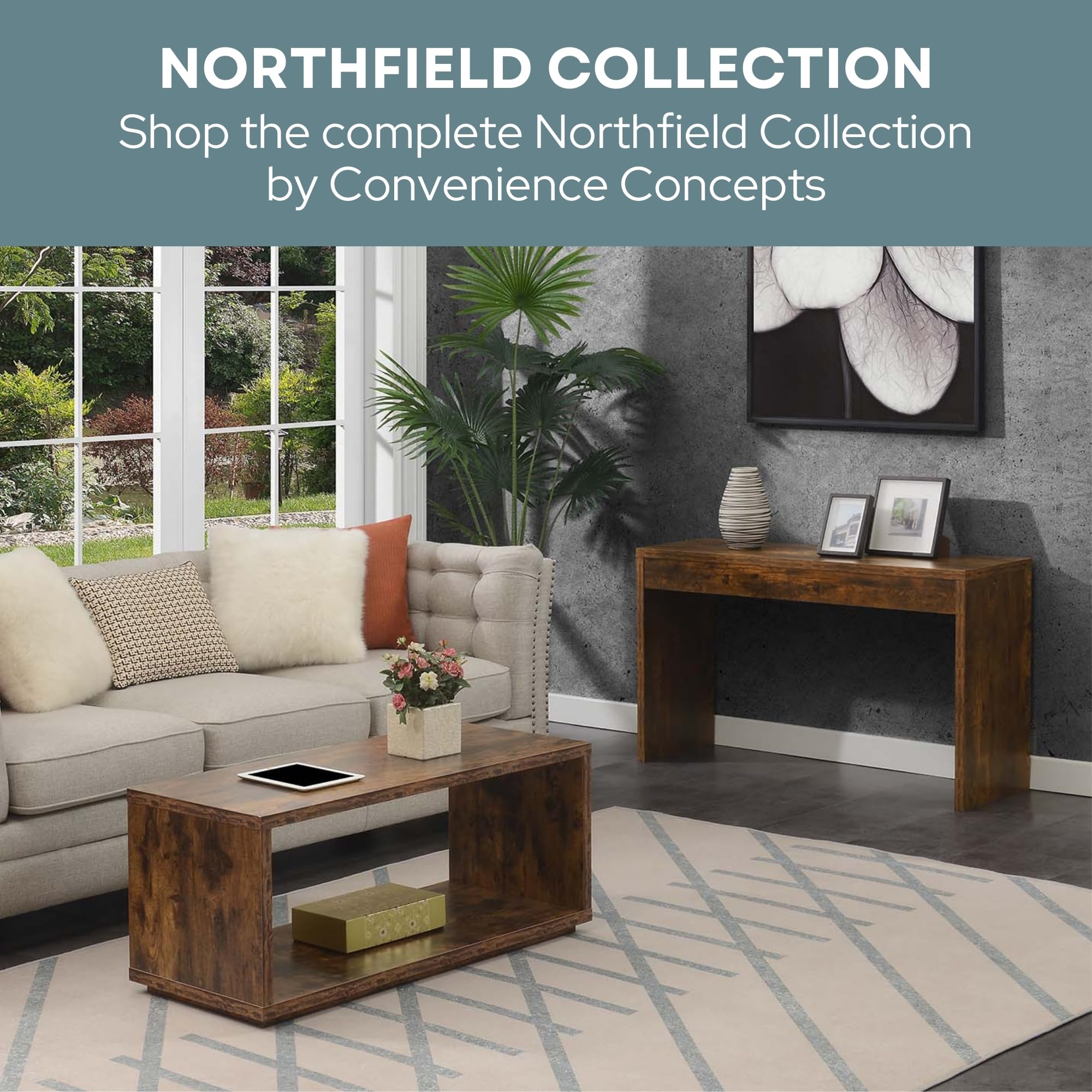 Convenience Concepts Northfield 48-Inch Console Table - Modern Sofa Table for Living Room, Contemporary Entryway Hall Table, Foyer Display Table in Espresso Finish | Perfect for Small Spaces, Home Decor & Apartment Styling