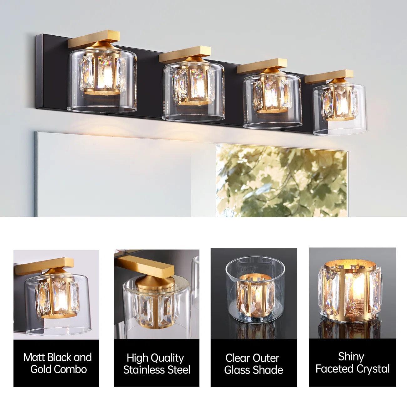 Kolt Modern 4-Light Bathroom Vanity Light Fixture - Brushed Nickel Finish for Bathroom Mirror Lighting, Perfect for Modern Home Decor and Vanity Makeup Area