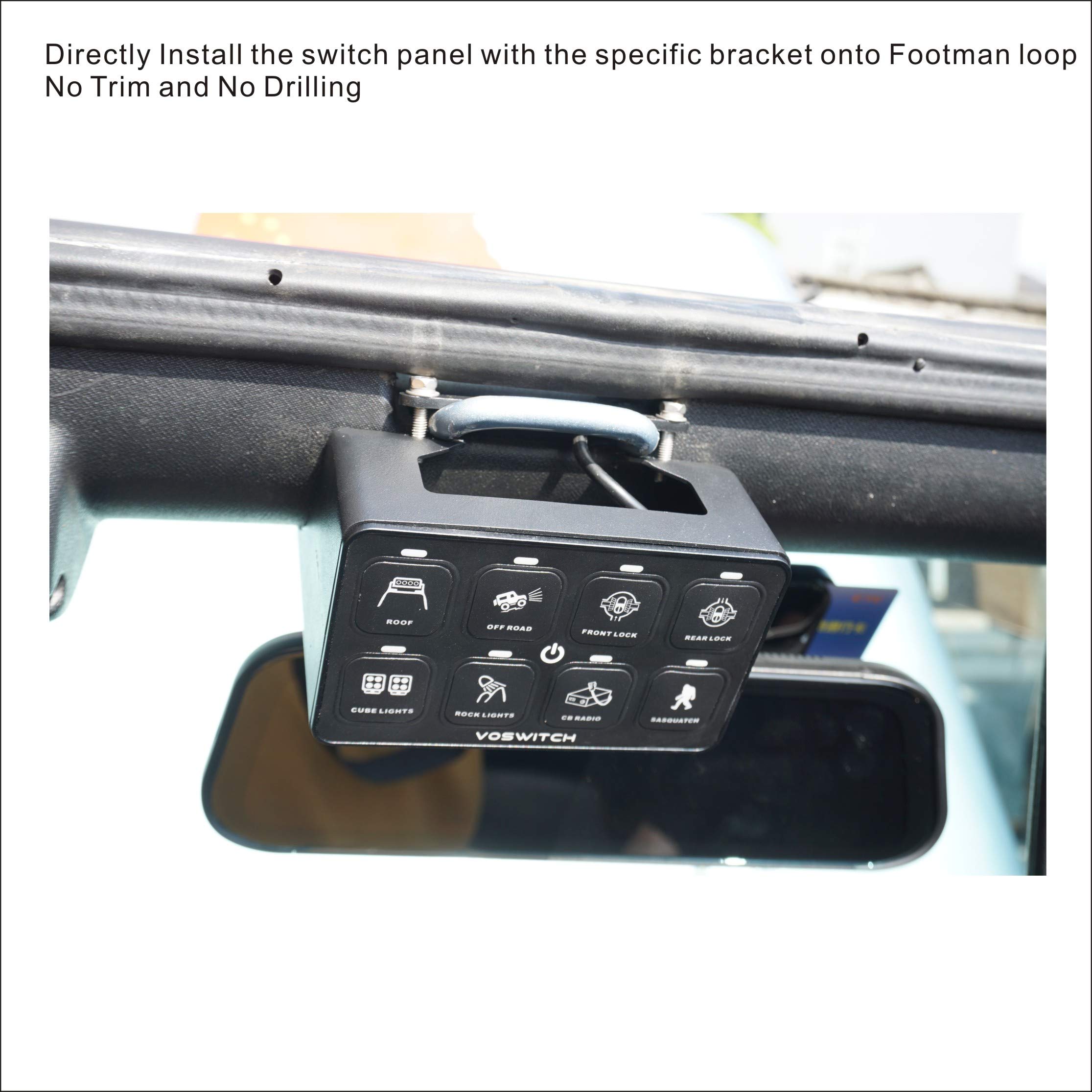 Voswitch JK100 Programmable Overhead Switch Panel Power Control System for Jeep Wrangler JK JKU 2007-2018 - Easy Off-Road Lighting & Accessory Control for Adventure & Customization