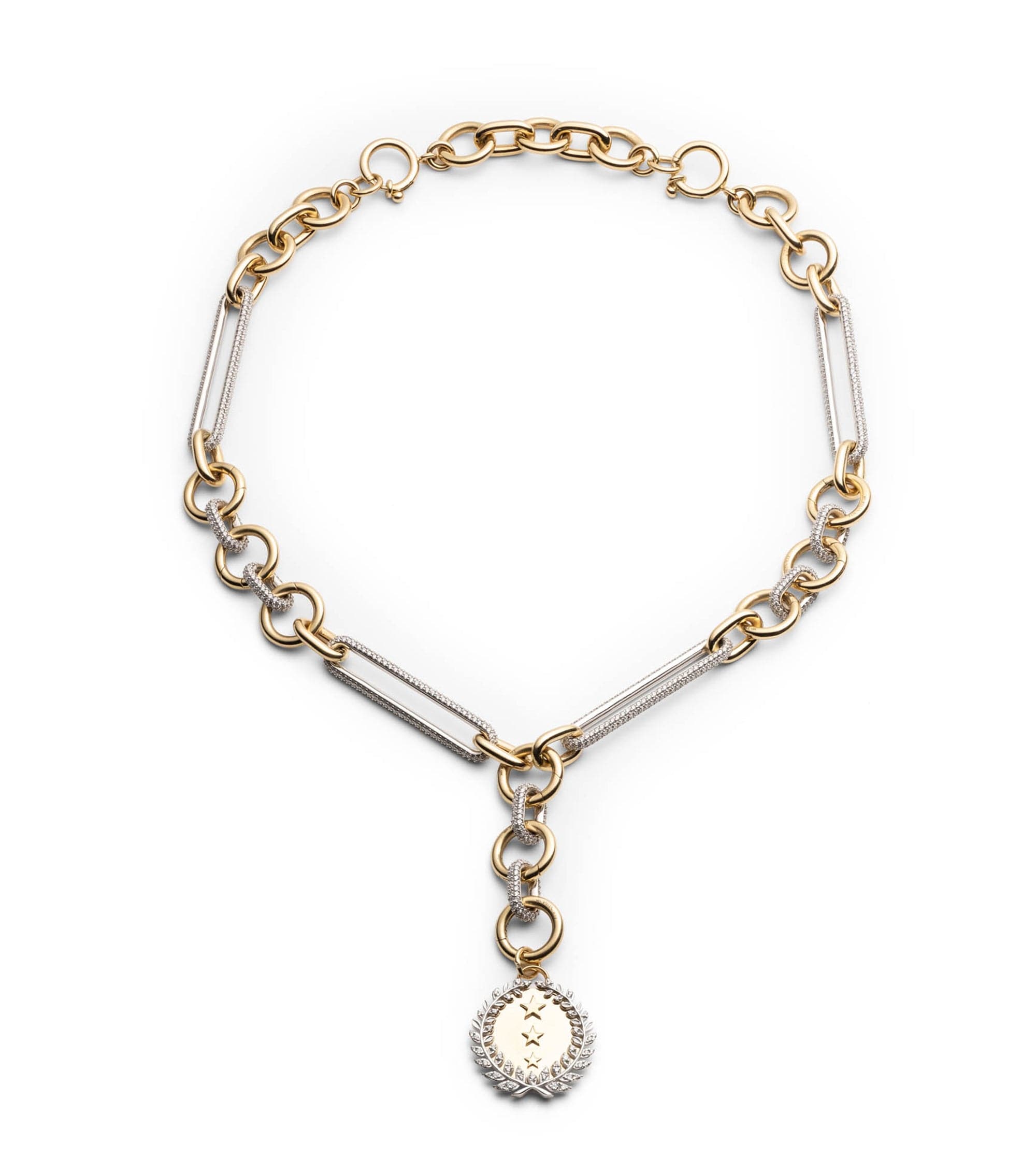 Oversized Pave Mixed Clip Chain - Elegant Statement Necklace for Women, Perfect for Parties, Weddings & Special Occasions