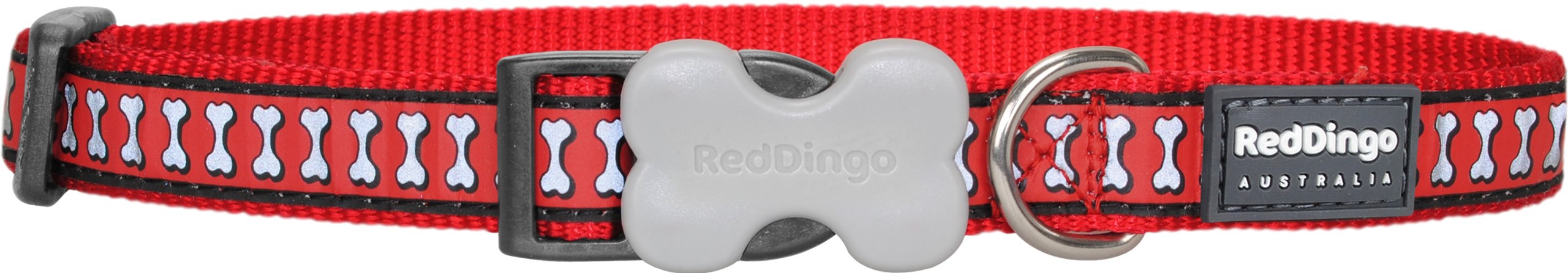 Red Dingo Reflective Dog Collar - Medium Size, Bright Red for Enhanced Night Visibility - Perfect for Evening Walks, Jogging & Outdoor Adventures with Your Pet