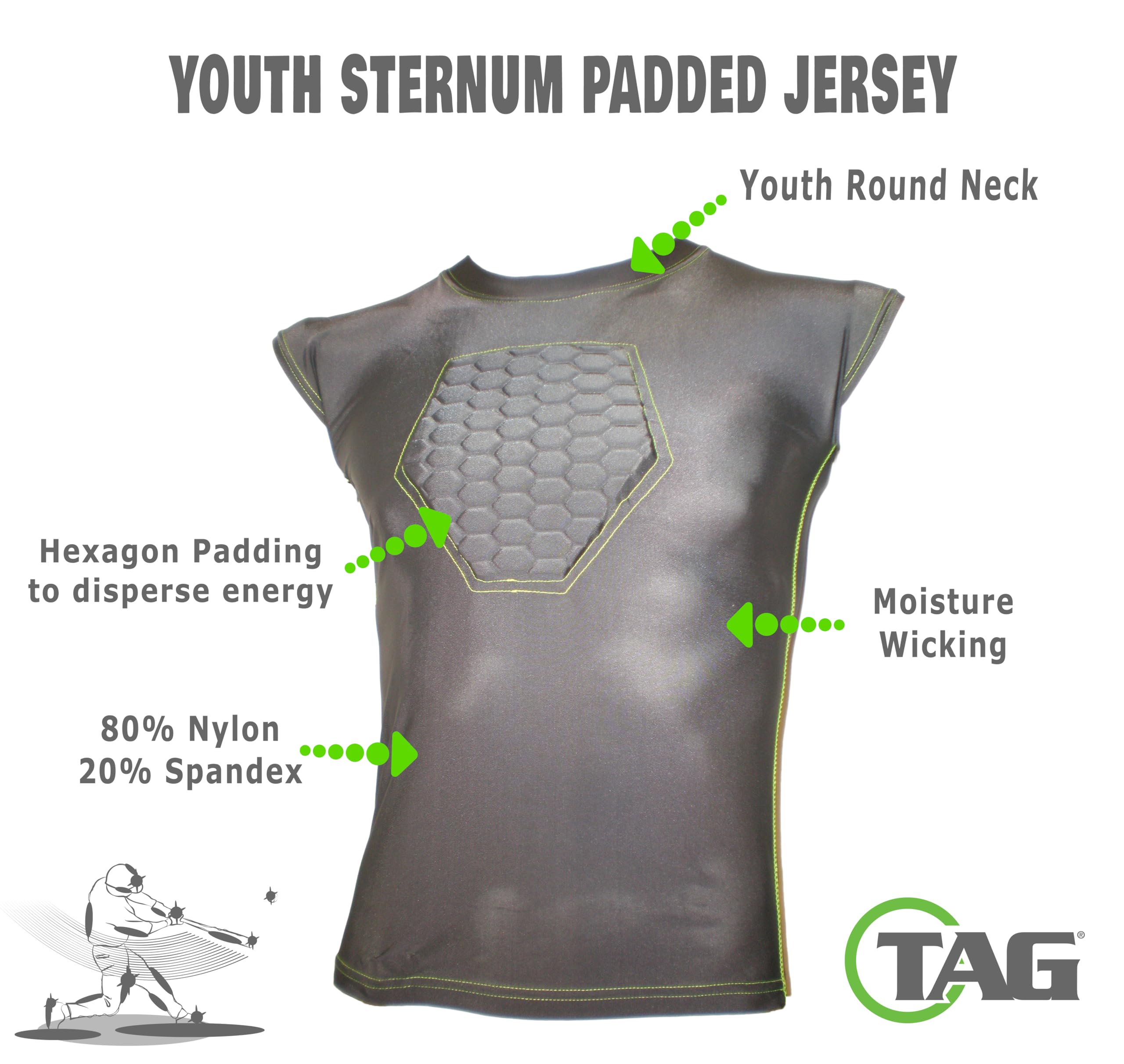 Youth Sternum Padded Jersey Round Neck - Breathable Protective Soccer Shirt for Boys & Girls | Perfect for Training, Matches & Sports Activities