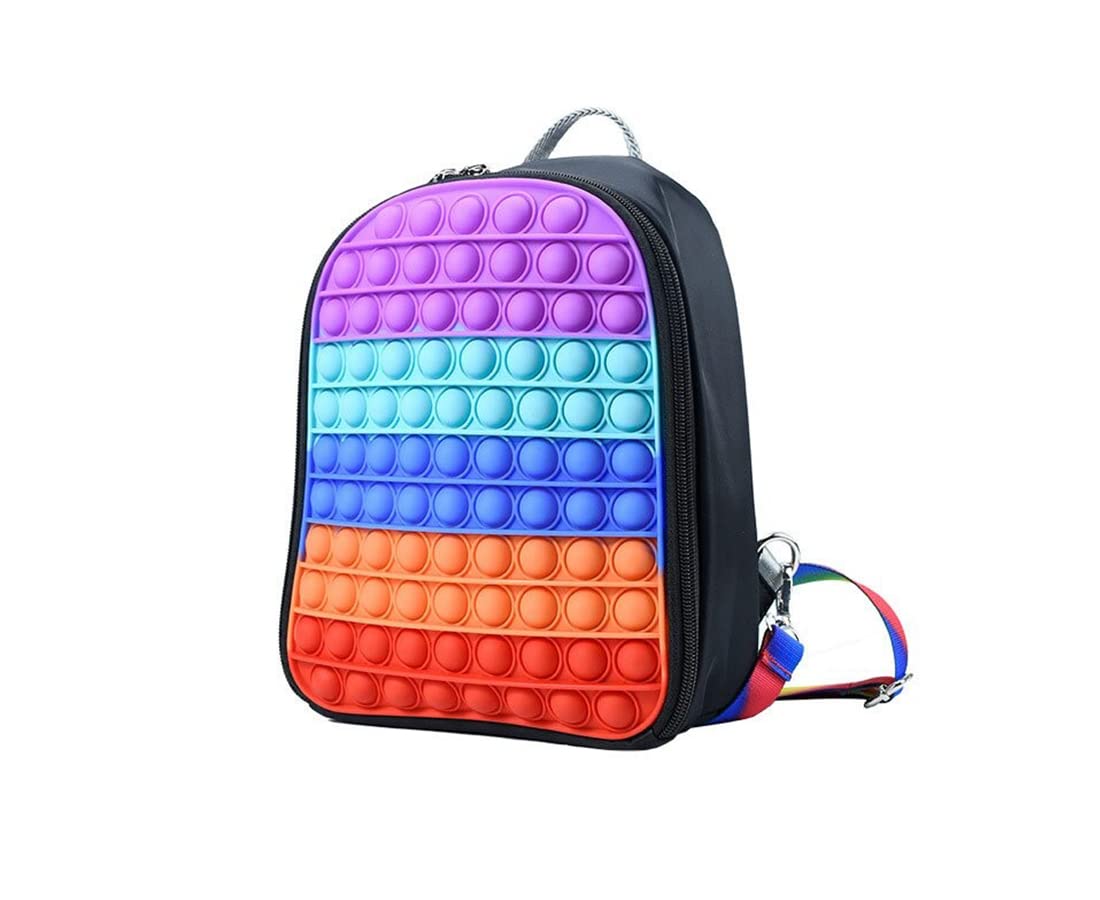 **POP IT Backpack for Girls - Stress Relief Fidget Toy Backpack - Black Poppit Bookbag for School, Travel & Sensory Play**