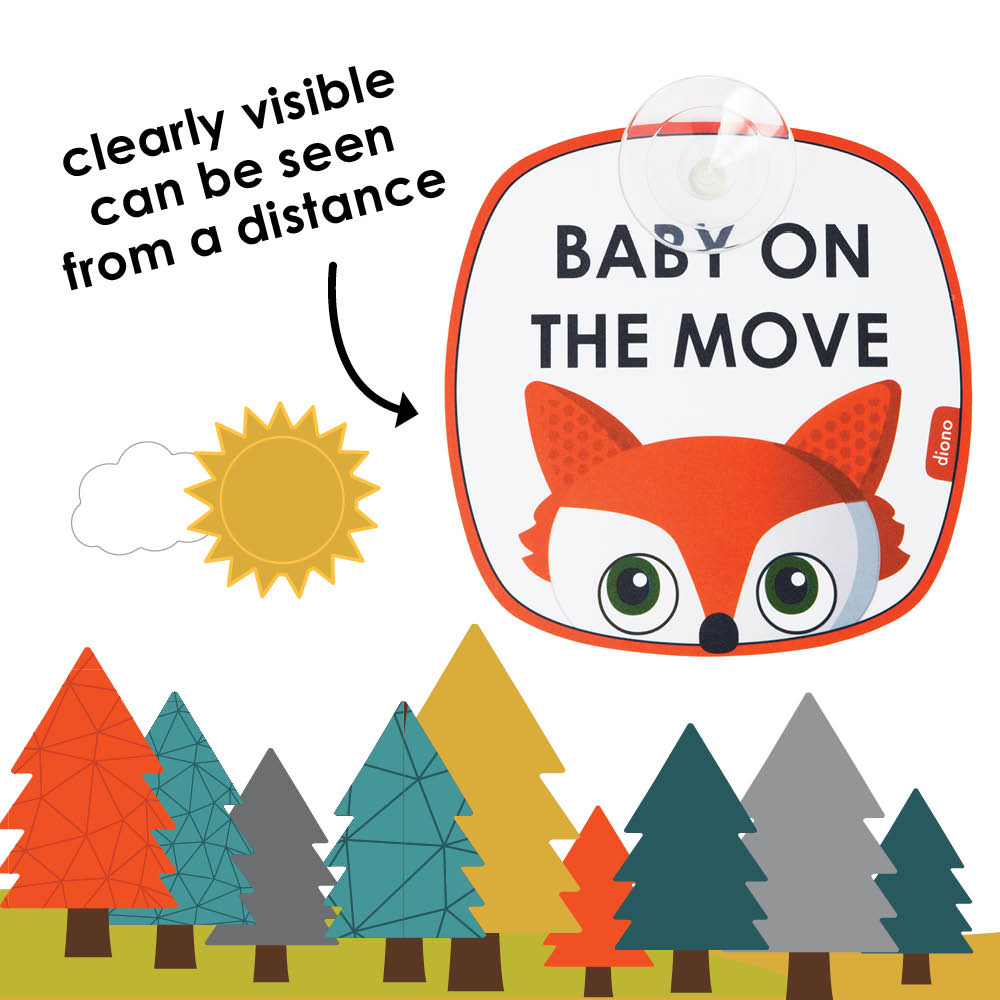 Diono Baby On The Move Car Seat Safety Signs 2 Pack - Perfect for Travel, Daycare & Child Safety Awareness