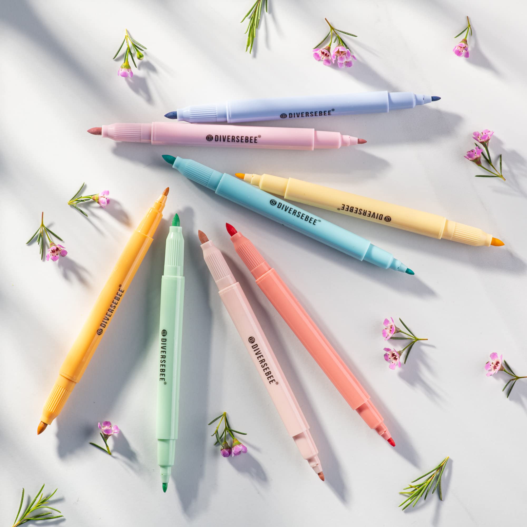 Dual Tip Highlighters & Pens - 8 Pack No Bleed Quick Dry, for Bible Study & Office Use