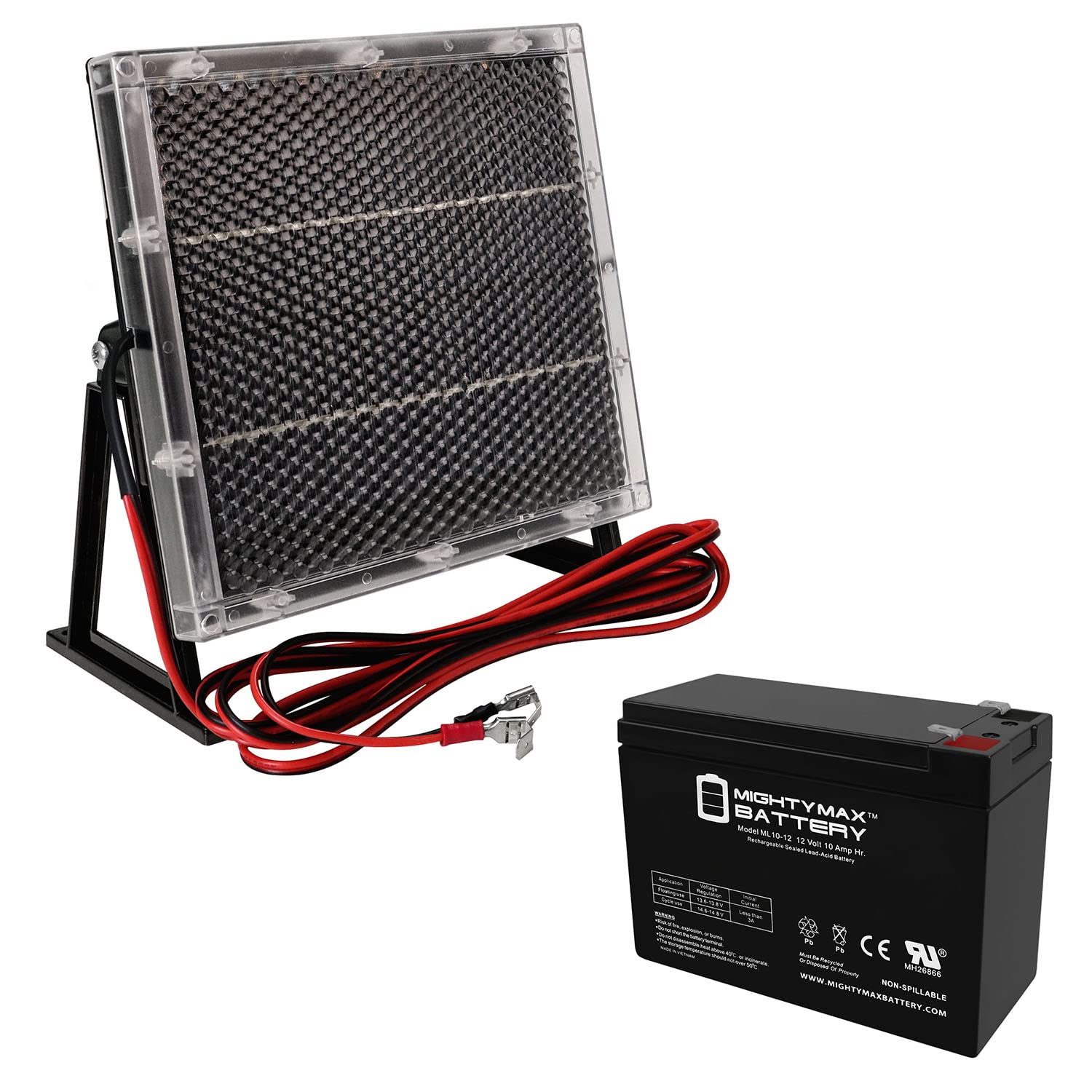 Mighty Max 12V 10AH Rechargeable Battery with 12V Solar Panel - Compatible with SHOPRIDER Echo 3 SL73 Mobility Scooter - Perfect for Outdoor Adventures, Emergency Power & Solar Charging