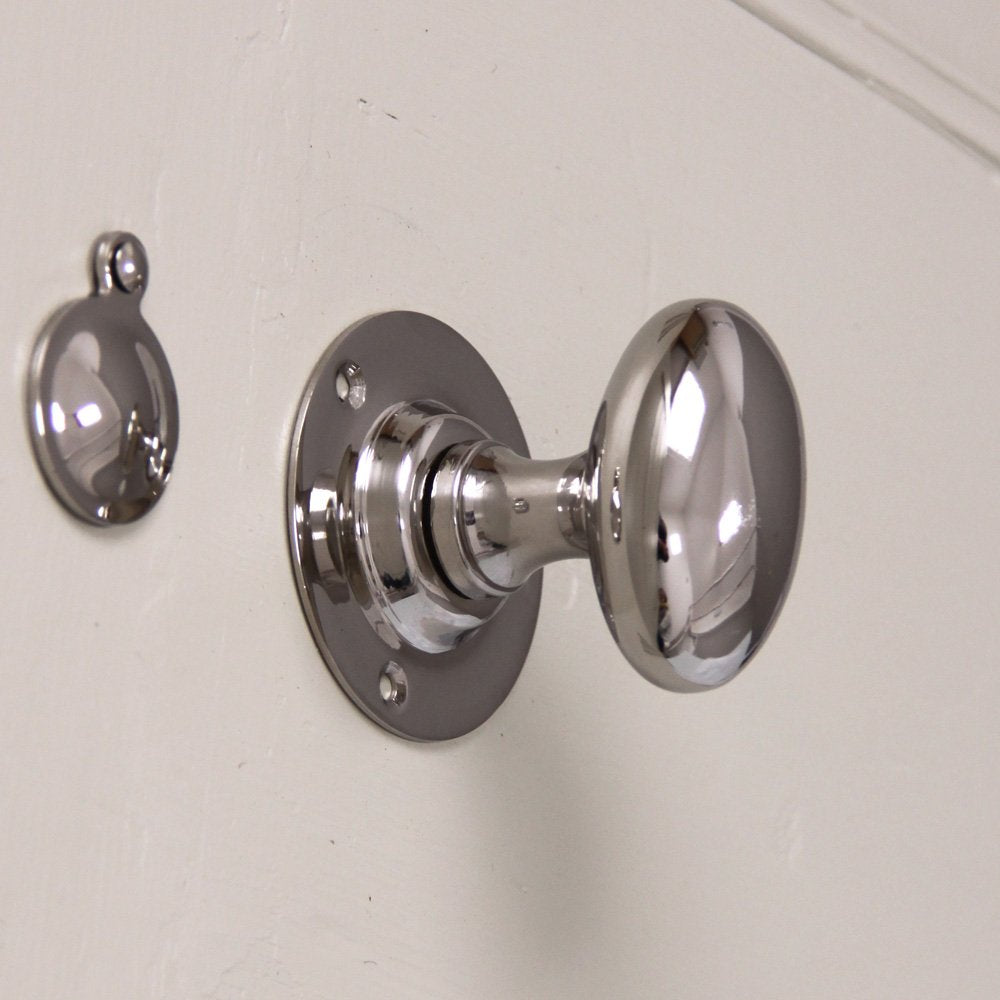 Antique Style Polished Nickel Oval Door Knobs - Vintage Hardware for Interior Doors, Bedrooms & Bathrooms - Perfect for Home Renovation & Classic Décor
