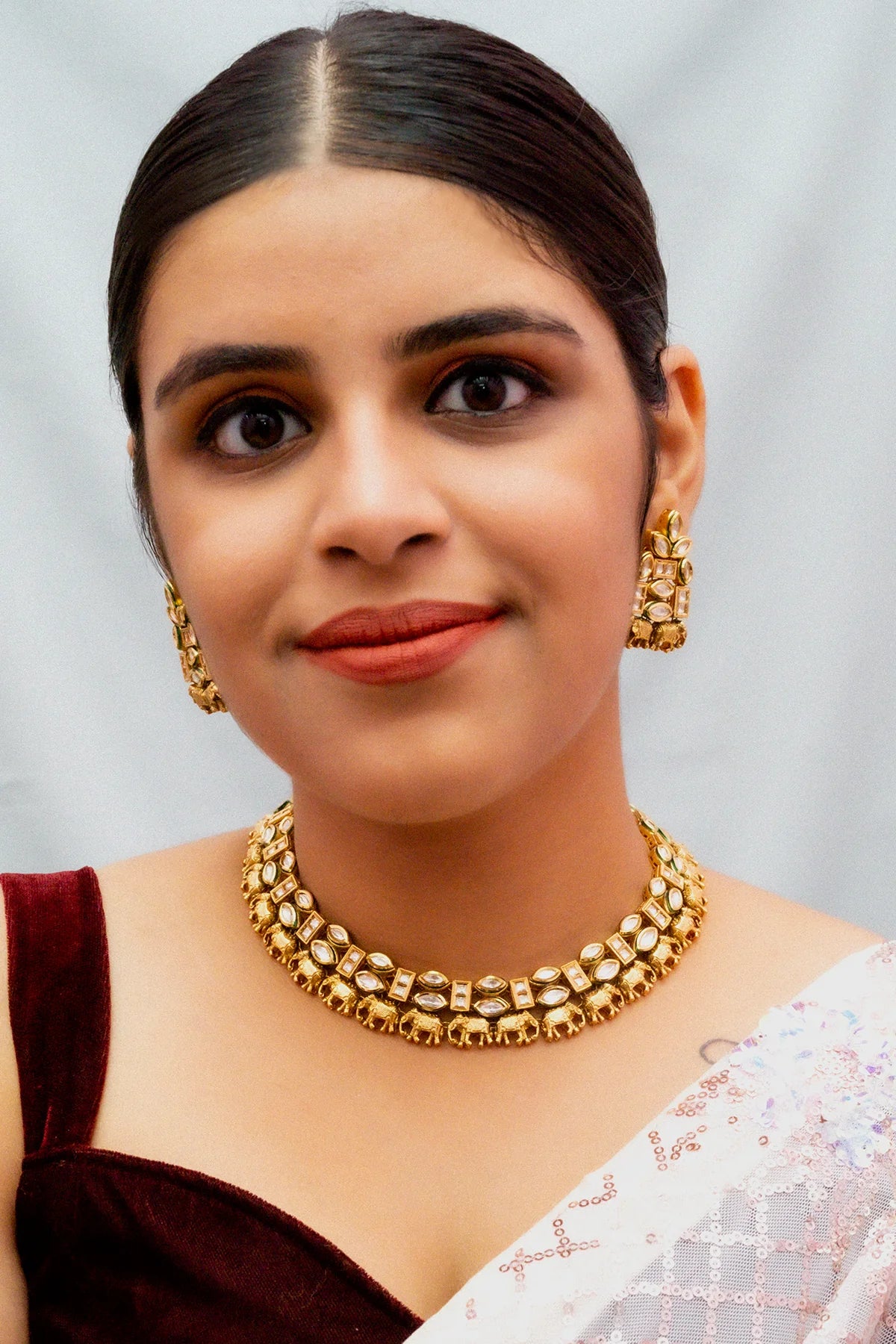 Luxury Gold Plated Royal Kundan Necklace and Earrings Set for Women - Indian Bridal Jewelry, Wedding Party Accessories, Ethnic Fashion Statement