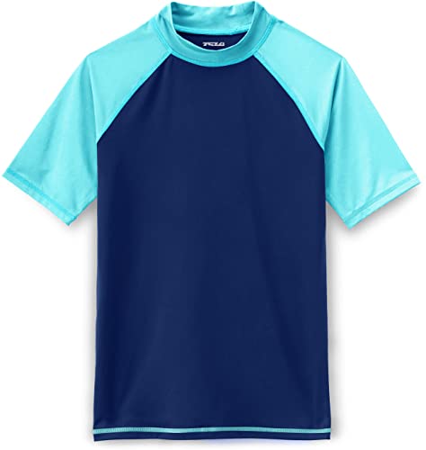 Short Sleeve Rashie Navy & Aqua