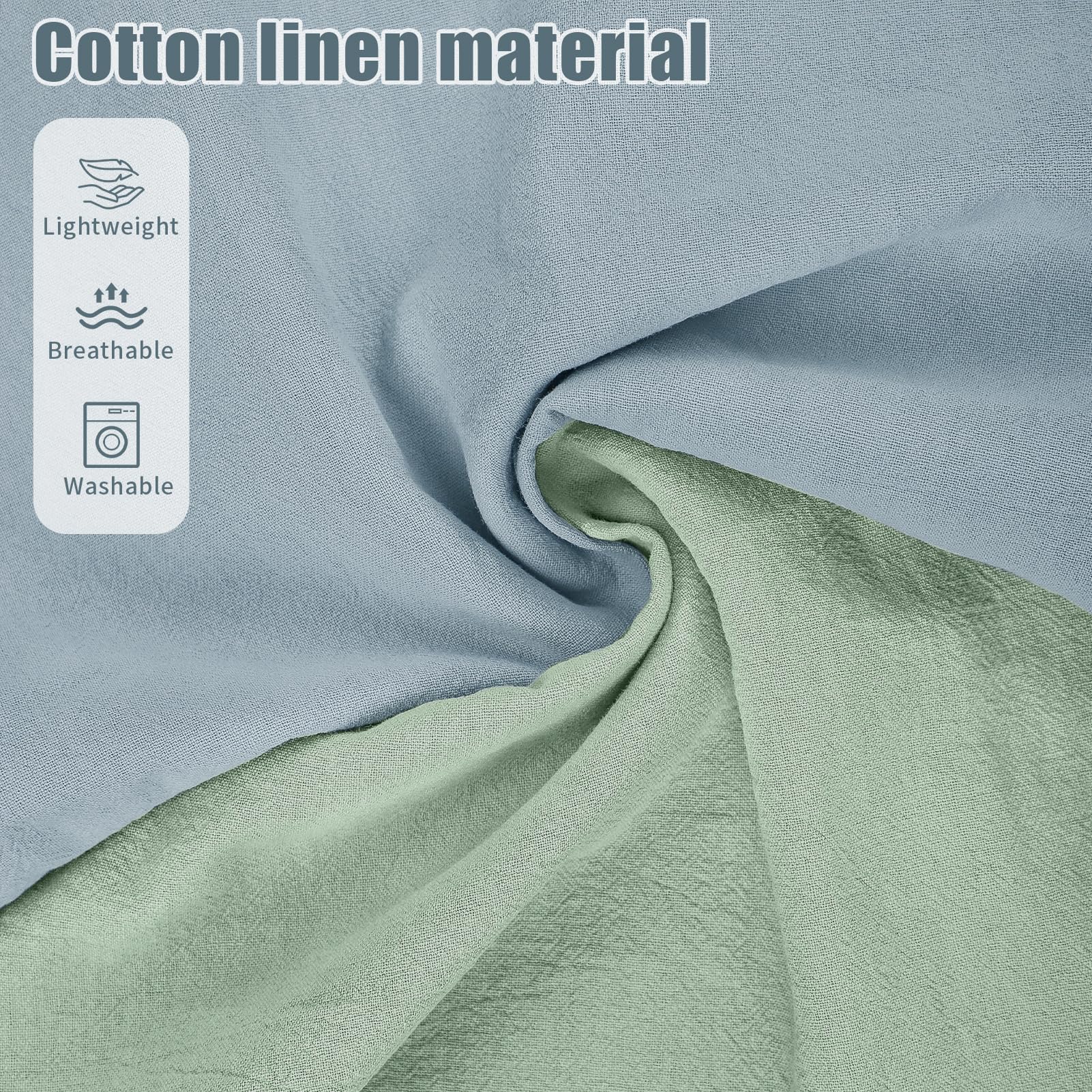 SWESEN 2 Pack Nursing Pillow Covers - Breathable Linen Slipcovers for Breastfeeding & Infant Feeding Pillows (Green & Blue) - Washable & Soft for Baby Girl & Boy - Perfect for Nursing, Bottle Feeding & Comfort at Home or Travel