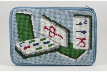 Alice Peterson Cosmetic Purse - Mah Jong Themed Needlepoint Kit for DIY Crafting & Gift Giving | Perfect for Makeup Storage & Travel Accessories