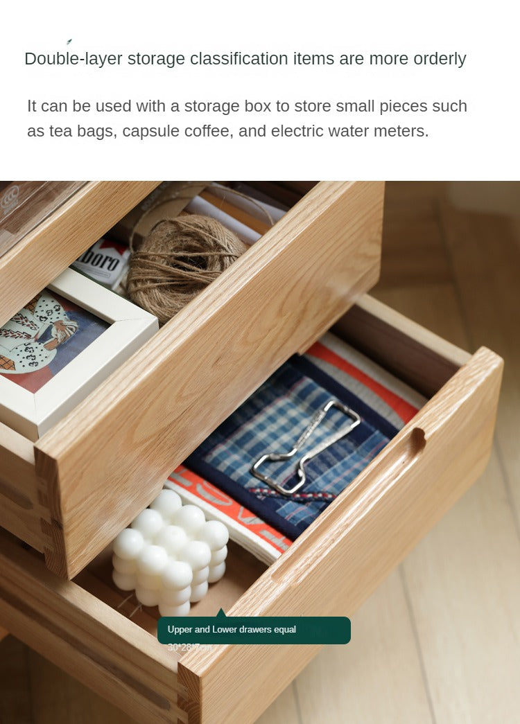 Solid Oak Wood Side Cabinet - Rustic Home Storage Organizer for Living Room, Bedroom, or Entryway