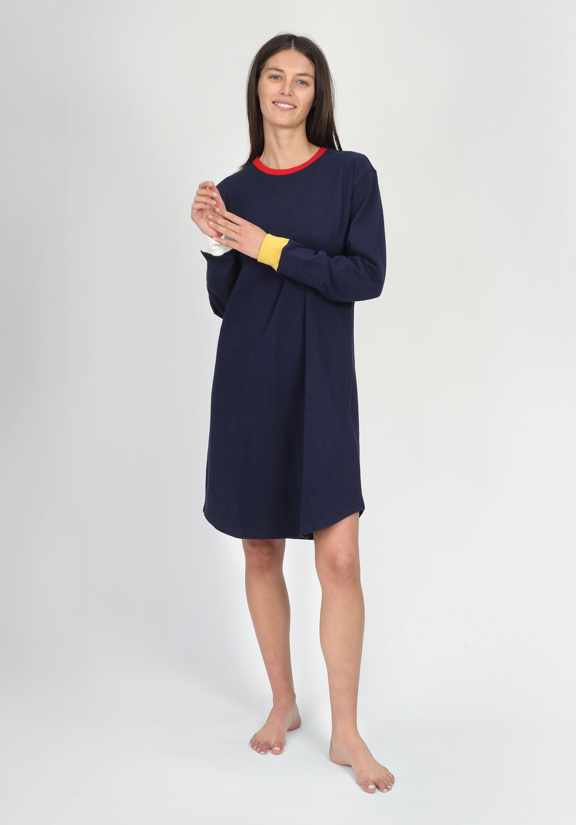 Twyla Women's Navy Colorblock T-Shirt Dress - Casual Summer Dress for Beach, Travel & Everyday Wear