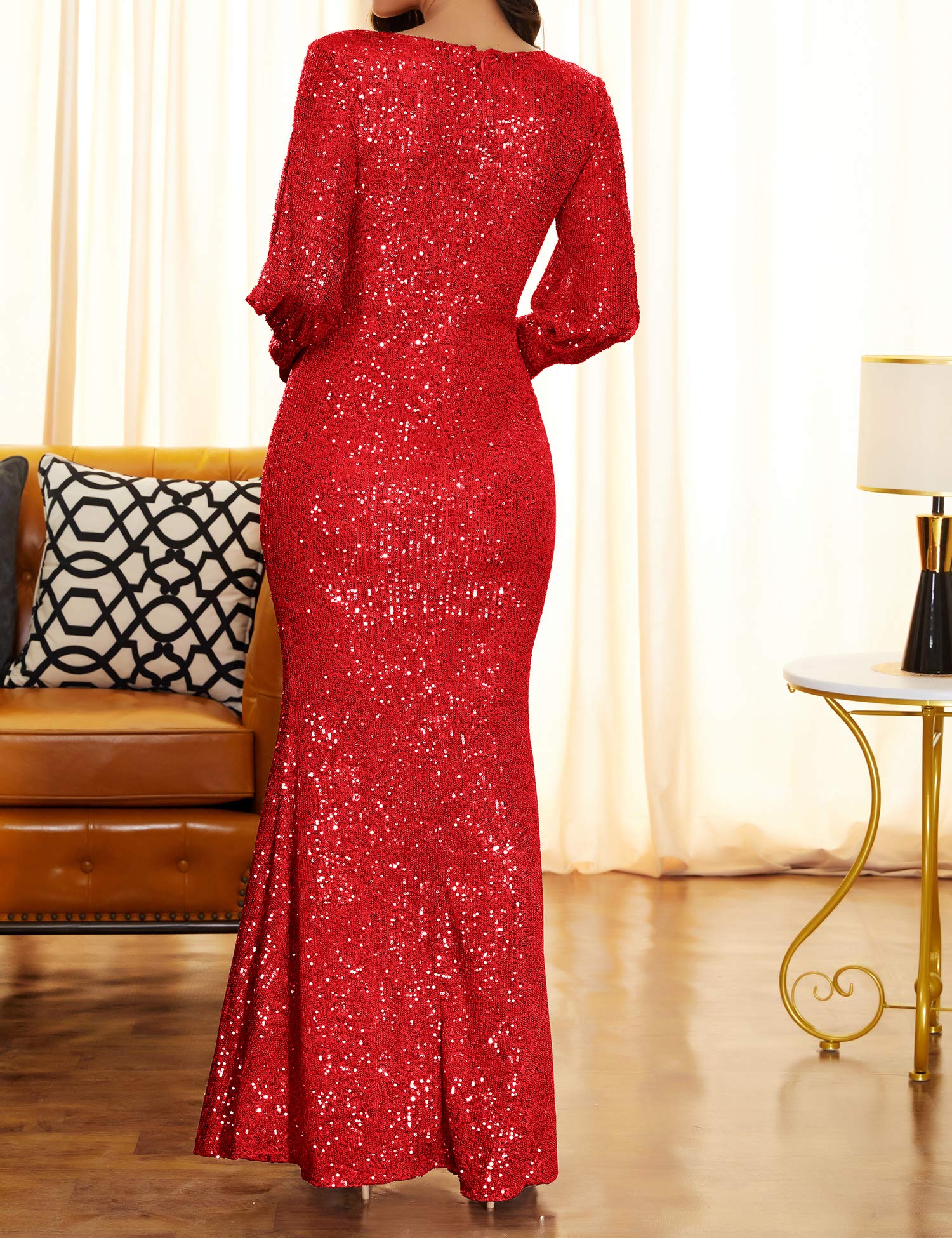 Elegant 1920s Sequin Mermaid Evening Gown - Long Sleeve Formal Dress for Women, Vintage Cocktail Party, Wedding Guest, Prom & Special Occasions