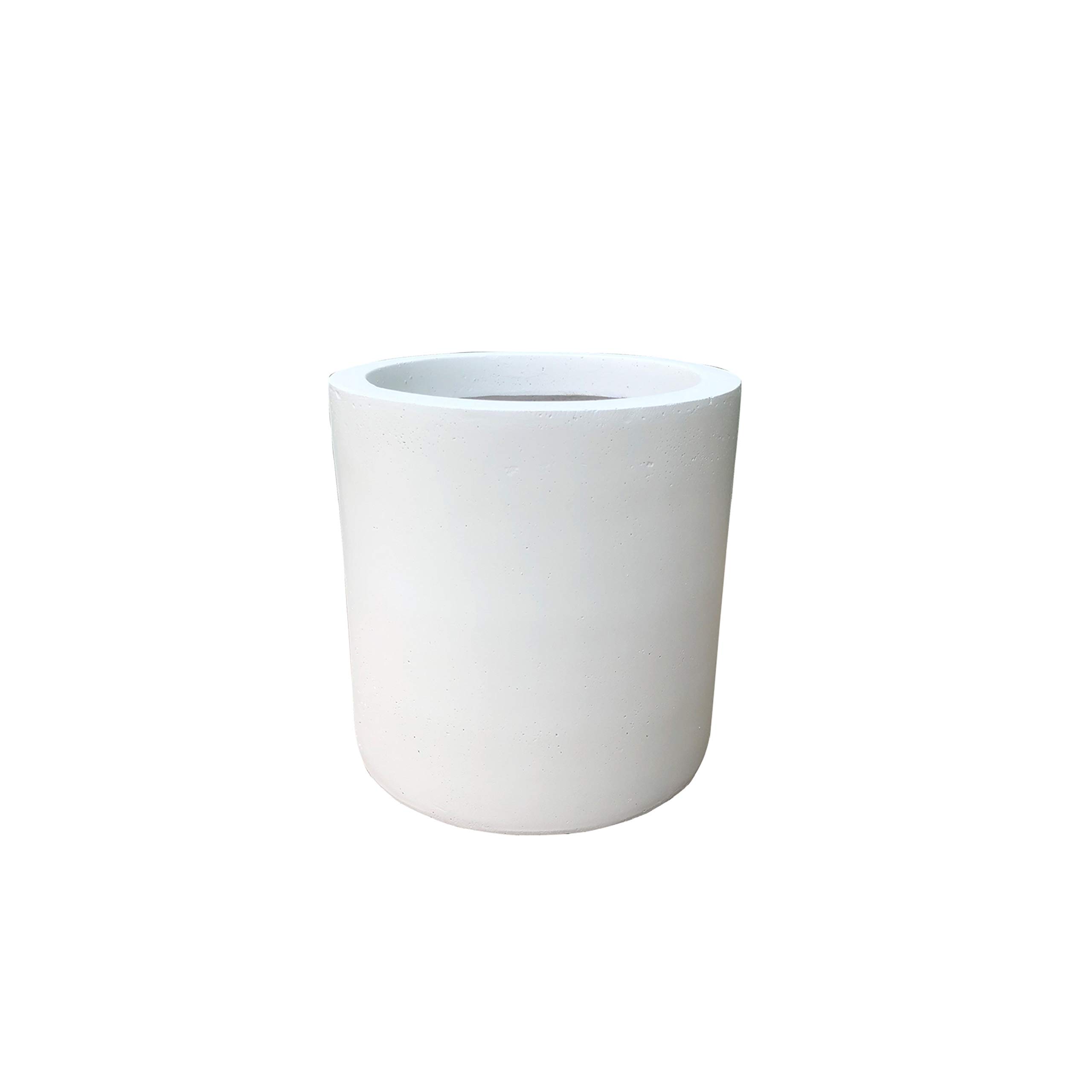 Kante RC0119C-C80011 Lightweight Concrete Modern Cylinder Outdoor Planter - 15.8 Inch Diameter Pure White for Patio, Garden & Home Decor