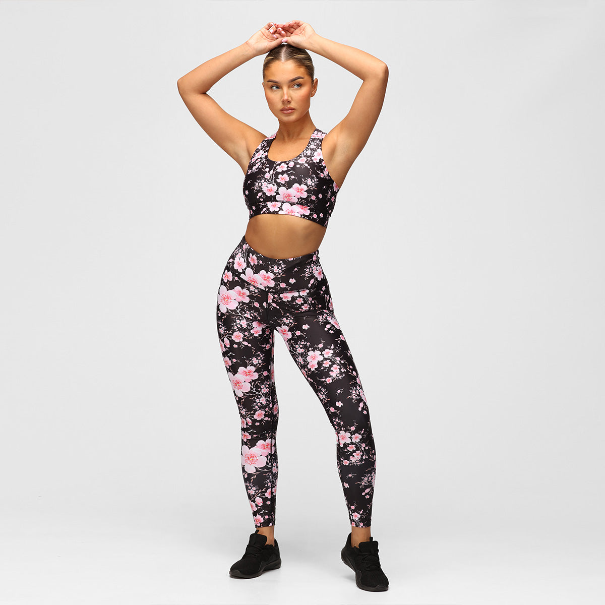 Blossom Noir High Waist Yoga Leggings for Women - Tummy Control Workout Pants - Comfortable Stretchy Gym Leggings for Running, Pilates & Lounge Wear