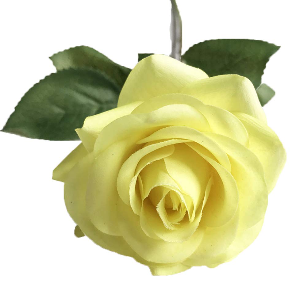 12pcs Artificial Silk Flowers Fake Rose Bouquet - Lemon Yellow for Wedding Centerpieces, Party Decorations & Home Decoration | DIY Floral Arrangements, Table Centerpieces, Bridal Shower Decor