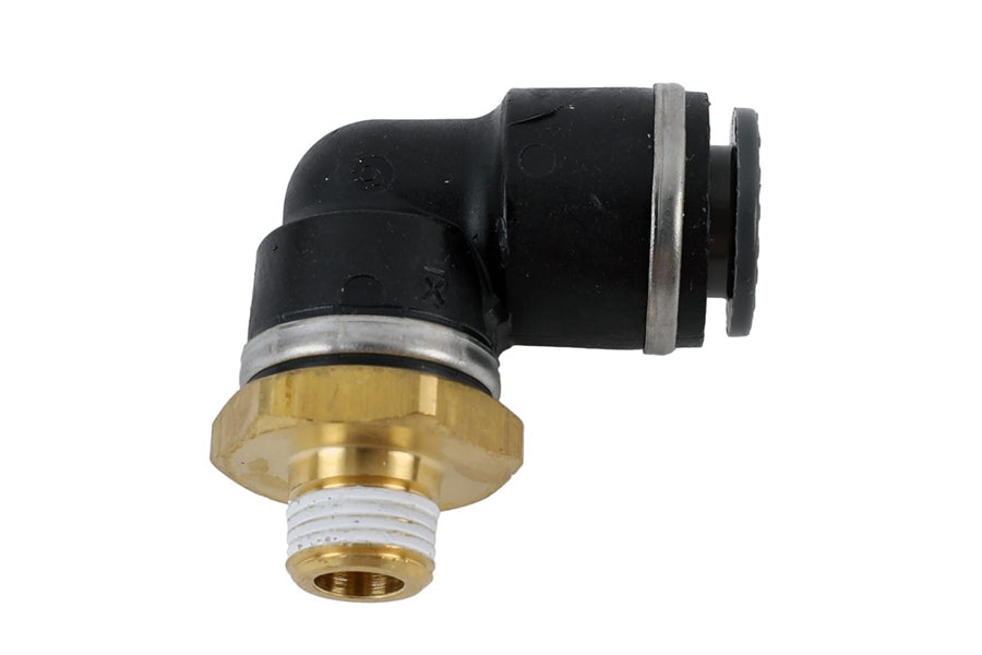 AccuAir 90 Degree Swivel Elbow - 3/8in DOT/PTC to 1/8in NPT Fitting - High Performance Air Suspension Component for Custom Car & Truck Builds - Perfect for Lowrider, Show Vehicle, and Performance Upgrades