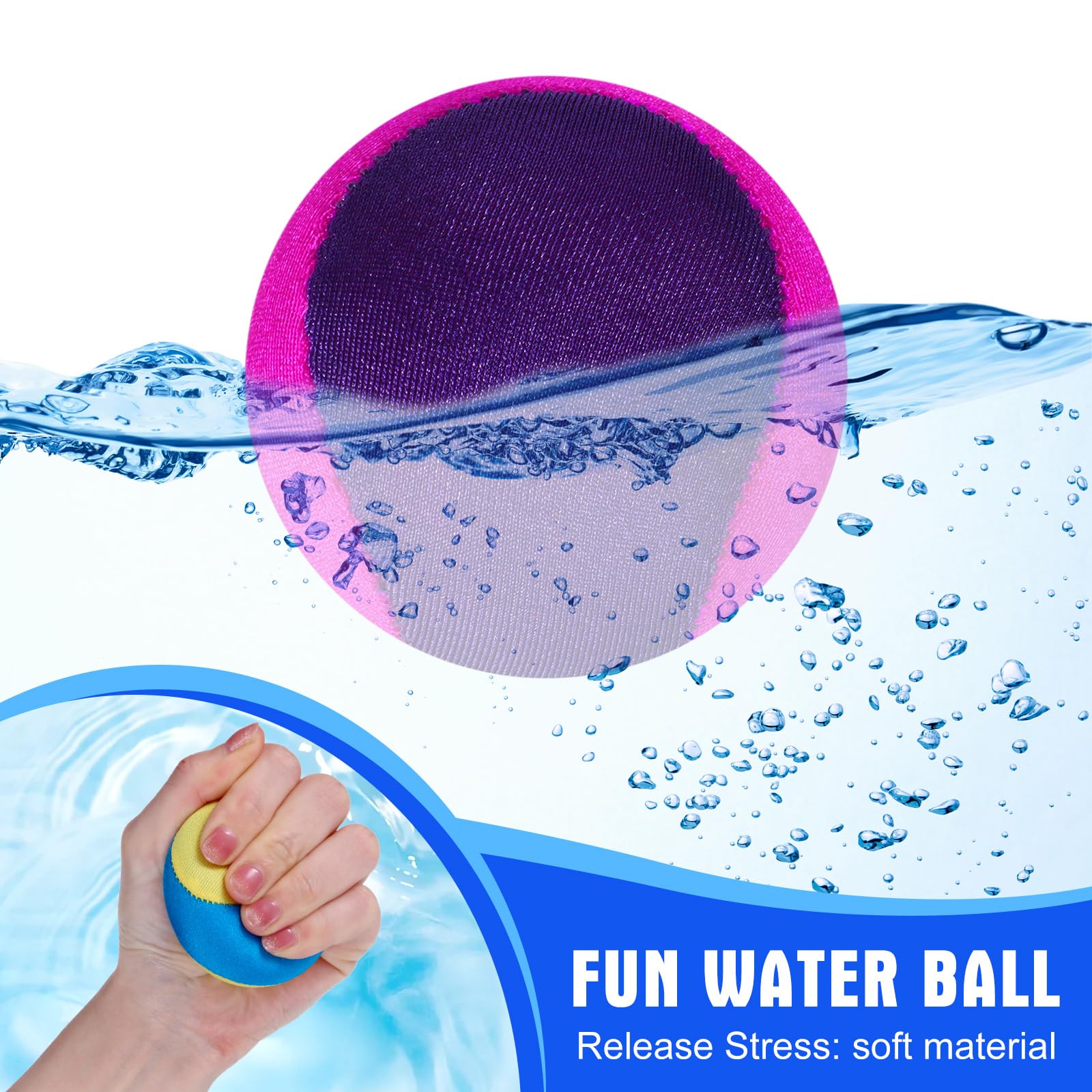 6 Pcs Water Skipping Balls - 2 Inch Beach Pool Toys for Kids Outdoor Games