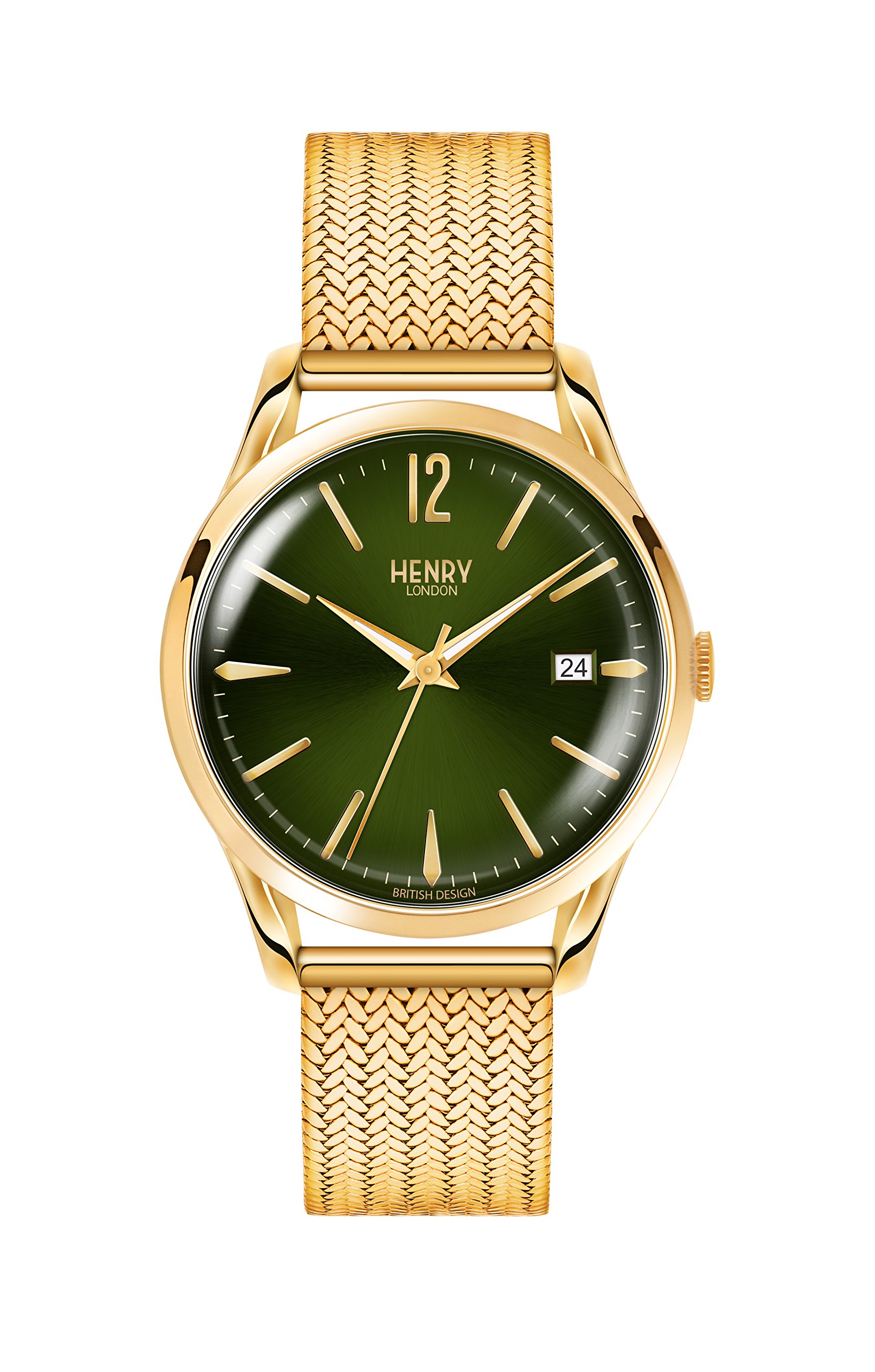 Henry London Men's Stainless Steel Quartz Watch with Metal Strap - Gold Tone 18mm (Model HL39-M-1004) | Classic Dress Watch for Business, Formal Events & Everyday Wear