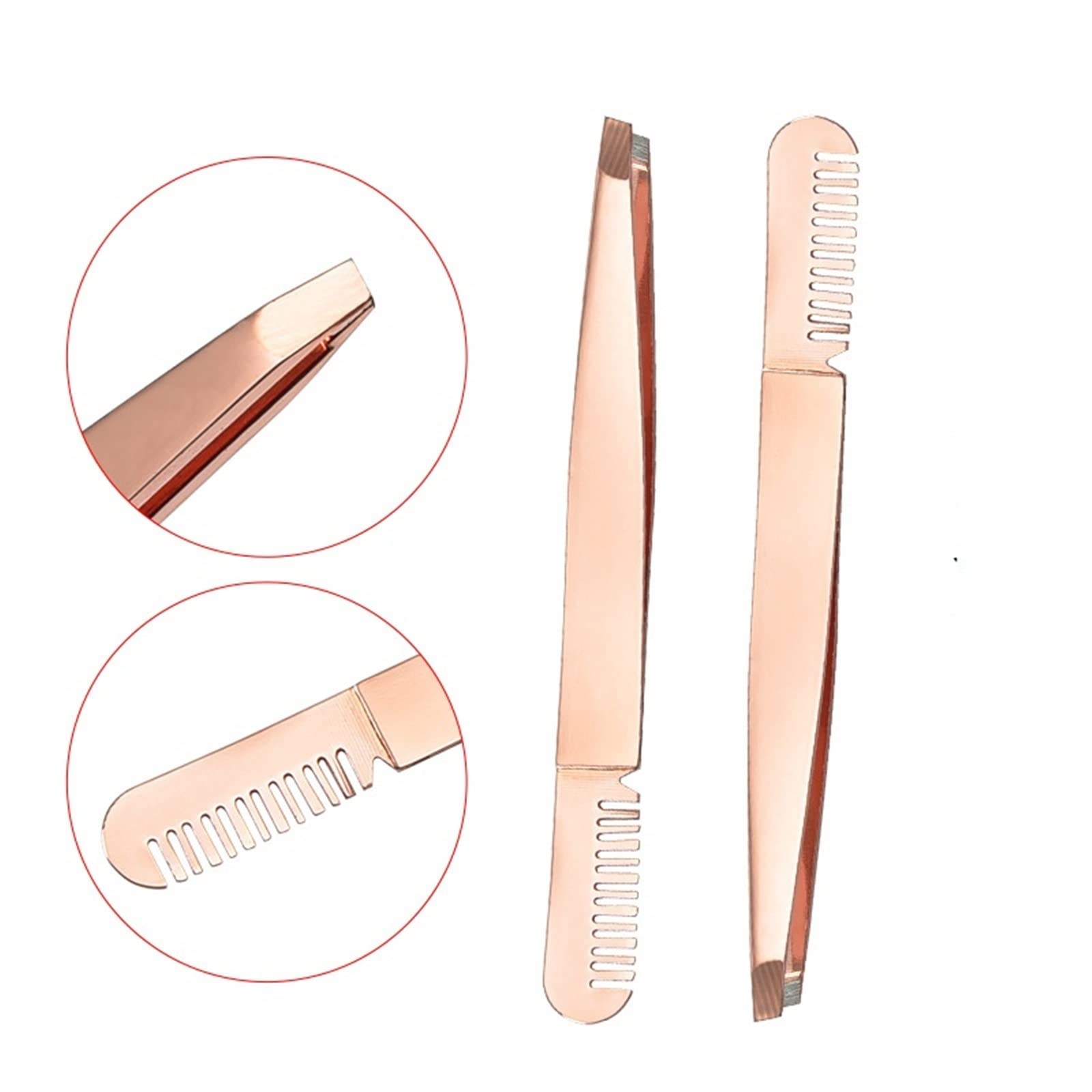Premium Stainless Steel Eyebrow Tweezers for Hair Removal - Rose Gold & Silver Makeup Tool for Eyebrow Shaping, Facial Hair Grooming & Beauty Care - Perfect for Home, Salon & Travel Use
