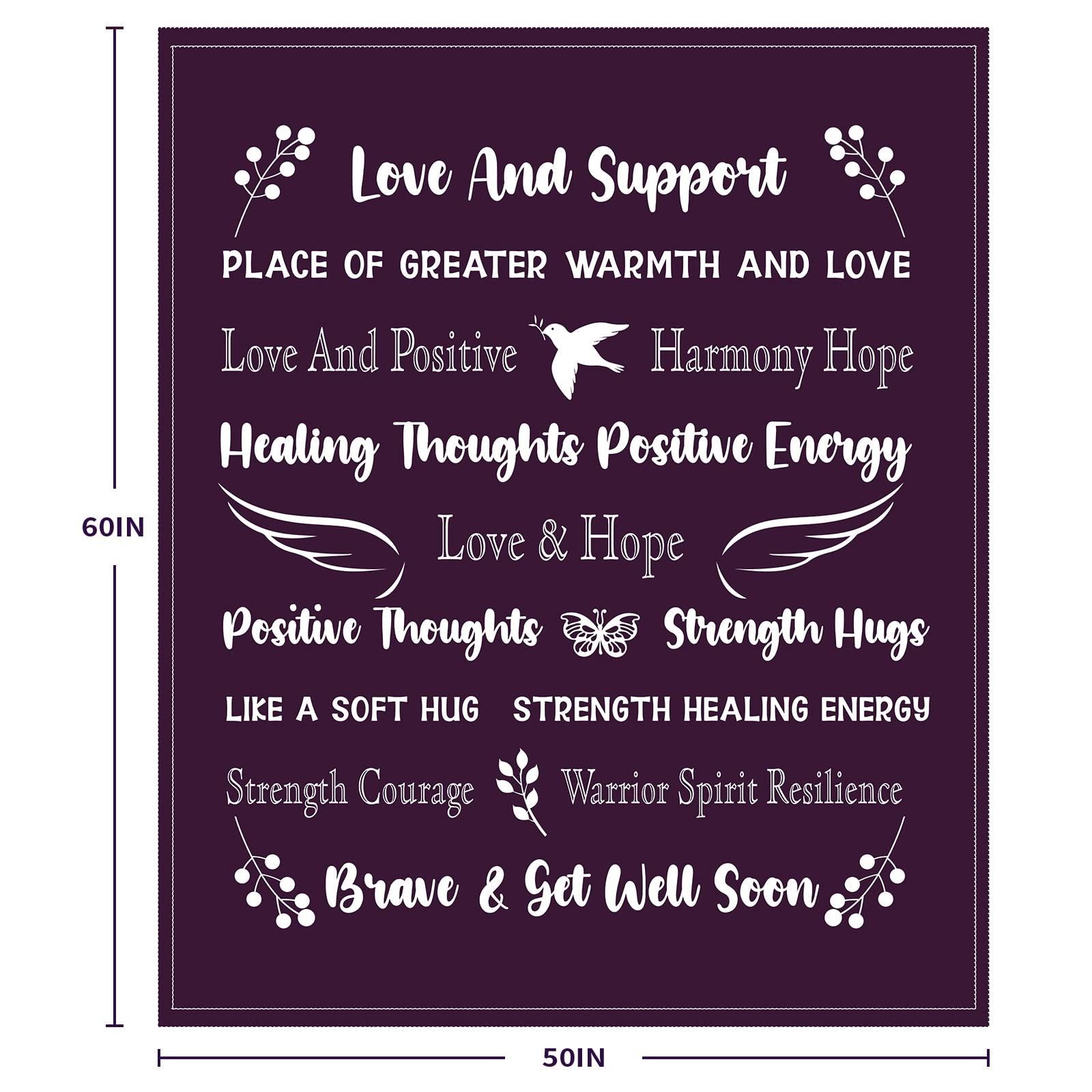Healing Thoughts Fleece Blanket for Women - Super Soft & Warm Inspirational Gift with Positive Energy, Love & Hope | Get Well Soon Gift, Breast Cancer Support | 50