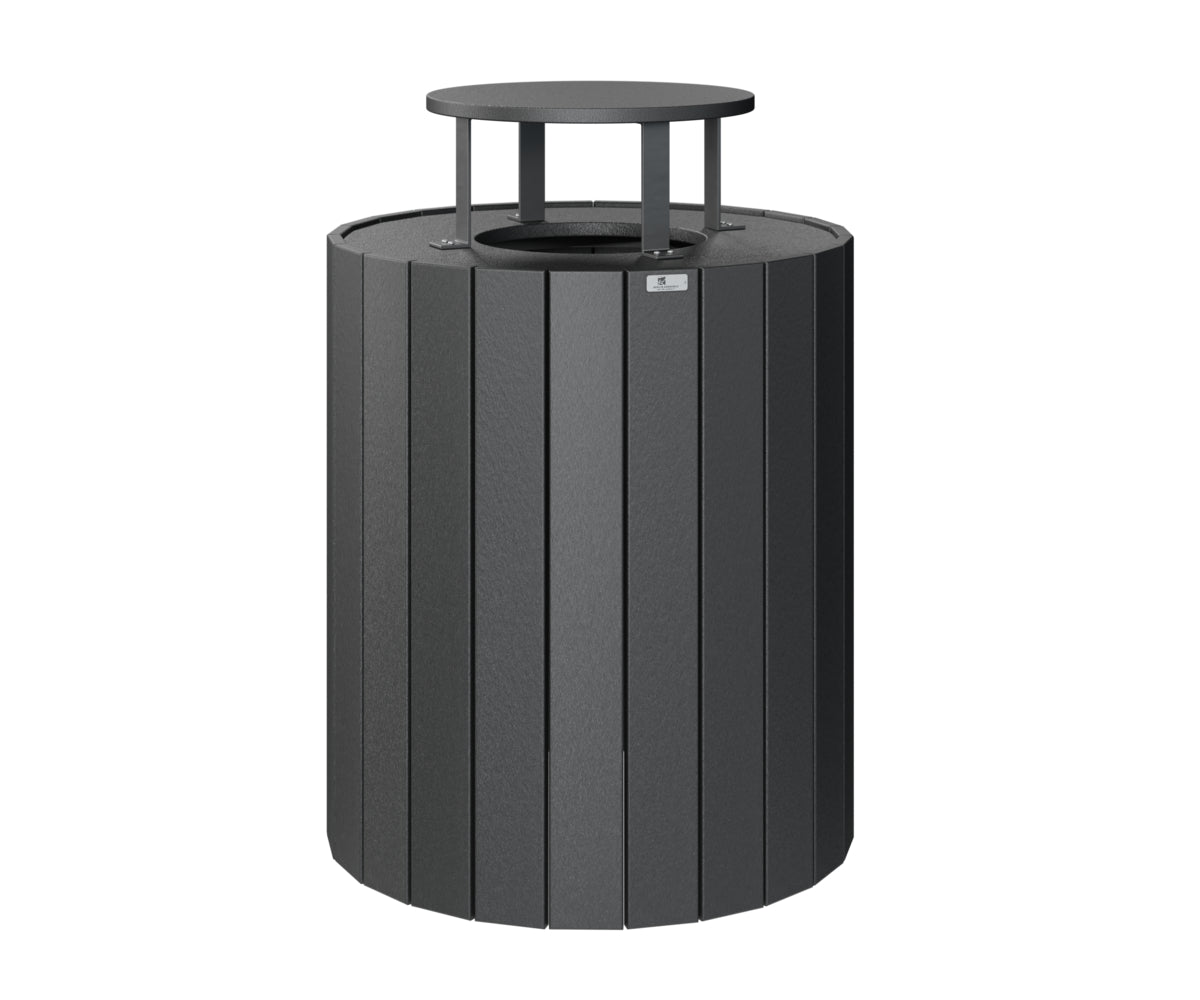 Berlin Gardens 32 Gallon Round Outdoor Trash Can with Lid - Durable Metal Garbage Bin for Patio, Garden, Backyard, and Poolside Use